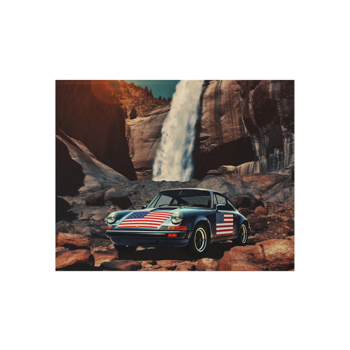 Outdoor Rug  American Flag Porsche Abstract 2