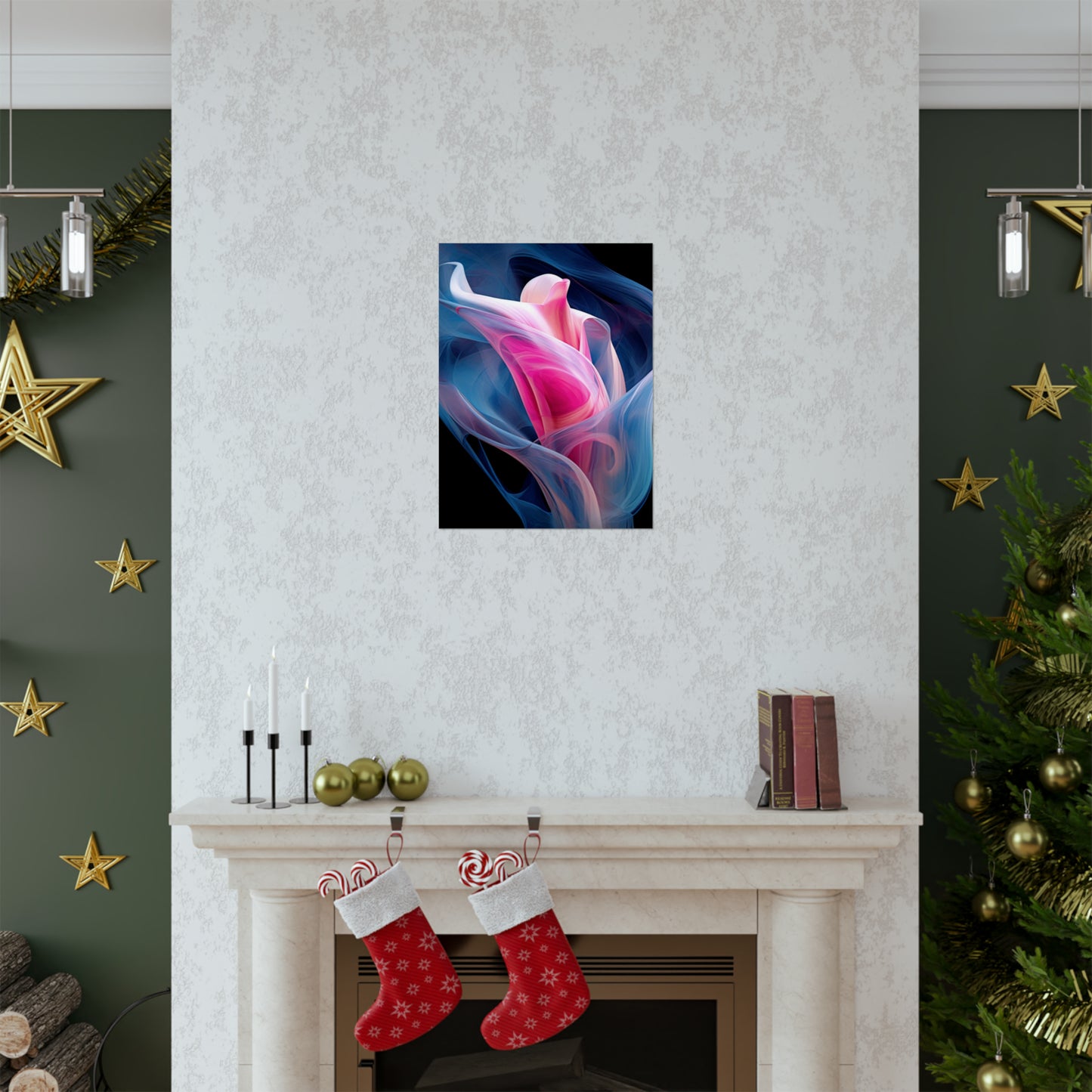 Premium Matte Vertical Posters Pink & Blue Tulip Rose 3