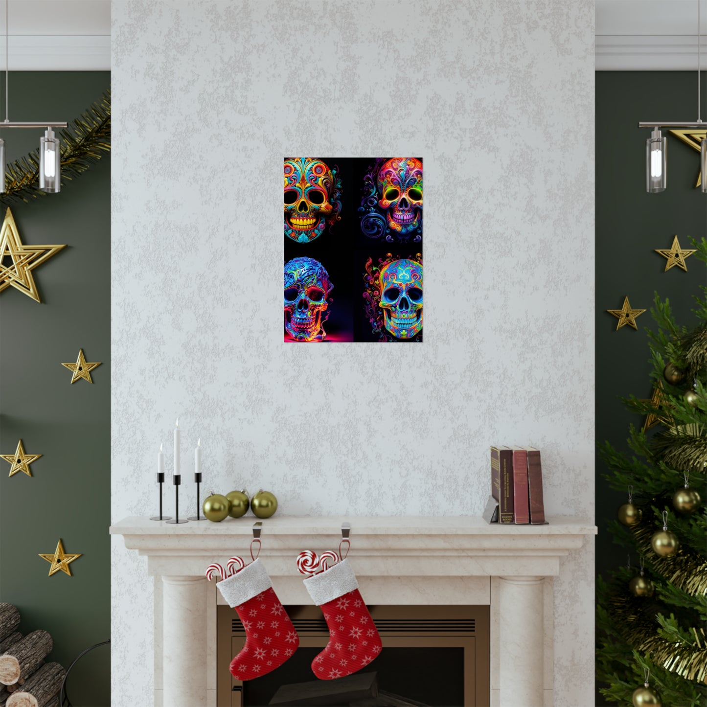 Premium Matte Vertical Posters Macro Skull Color 5