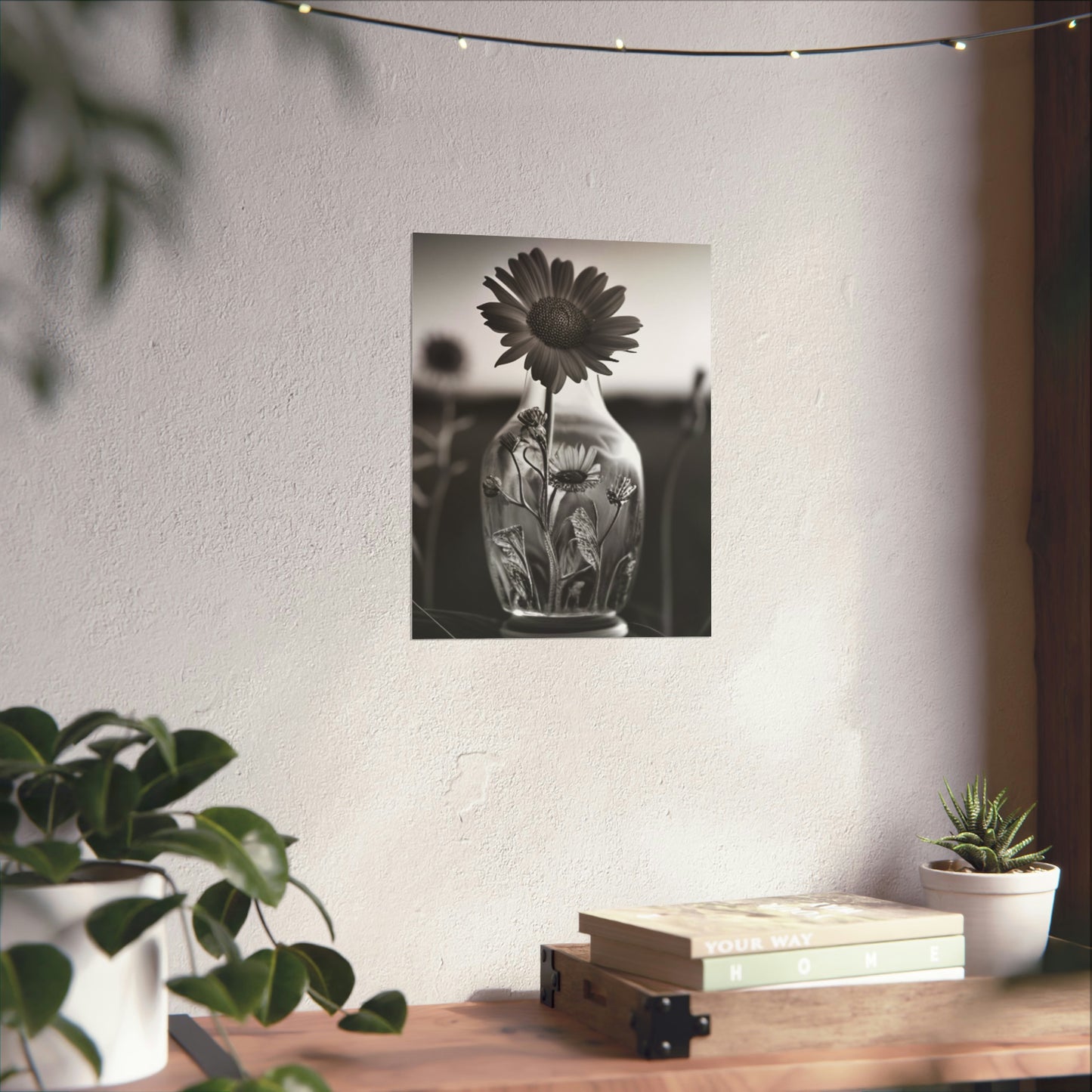 Premium Matte Vertical Posters Yellw Sunflower in a vase 2