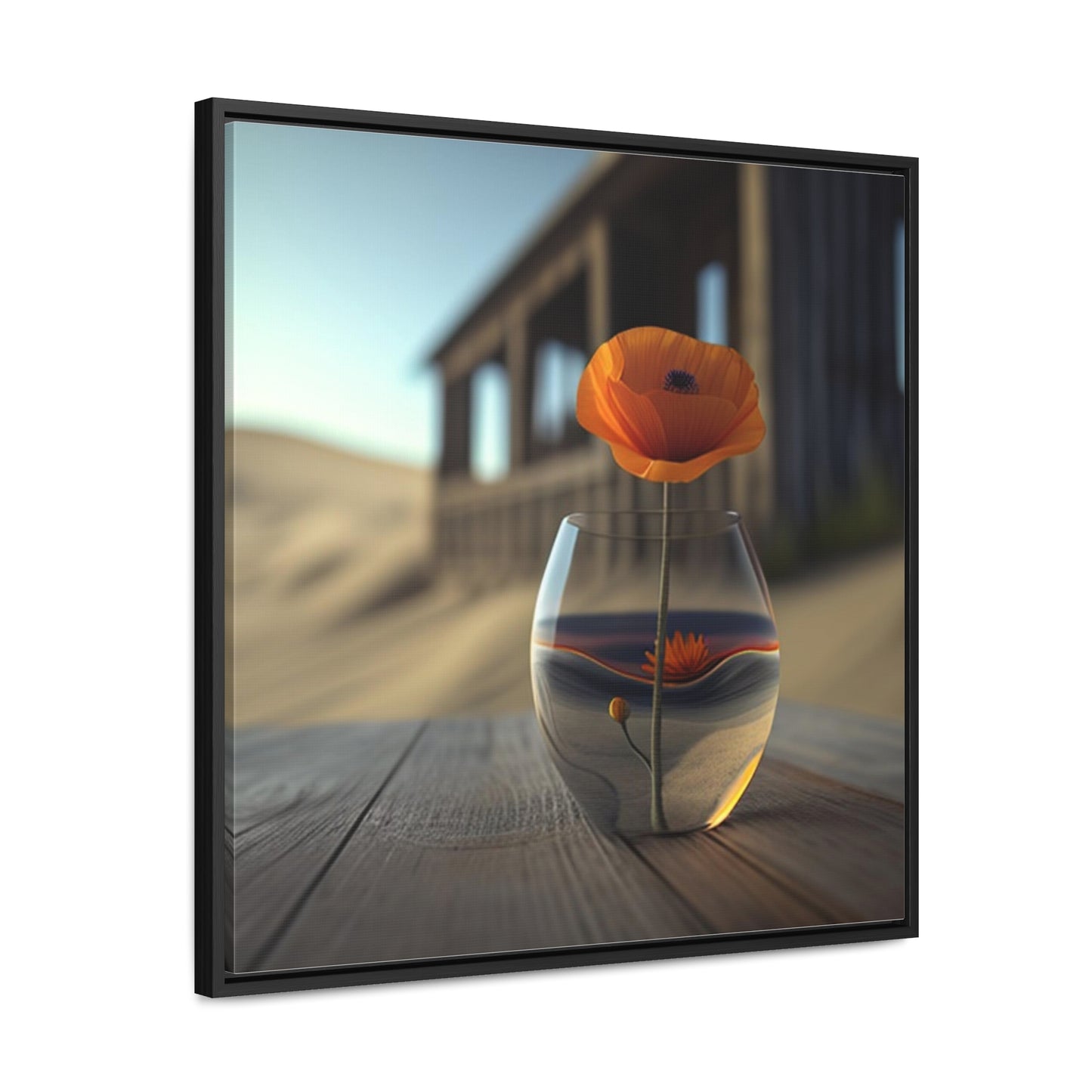 Gallery Canvas Wraps, Square Frame Poppy in a Glass Vase 4