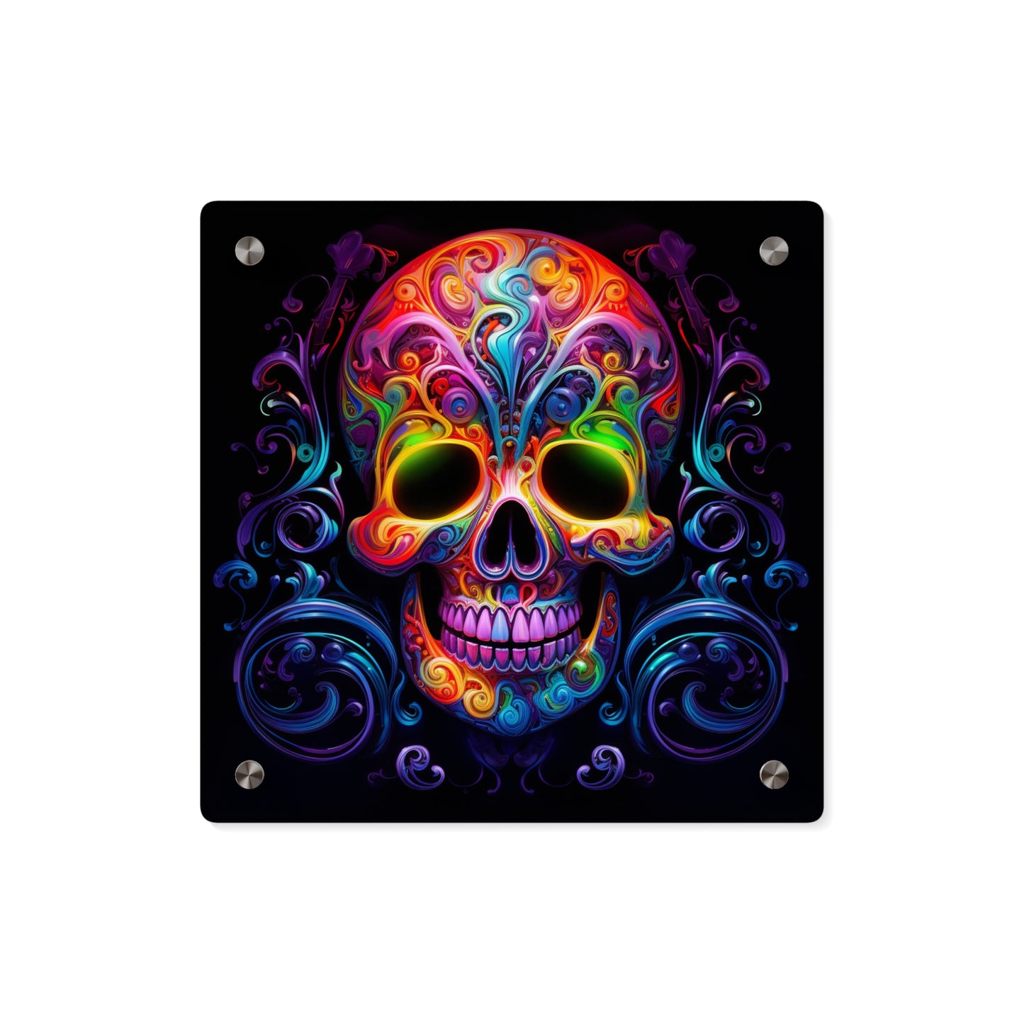 Acrylic Wall Art Panels Macro Skull Color 2