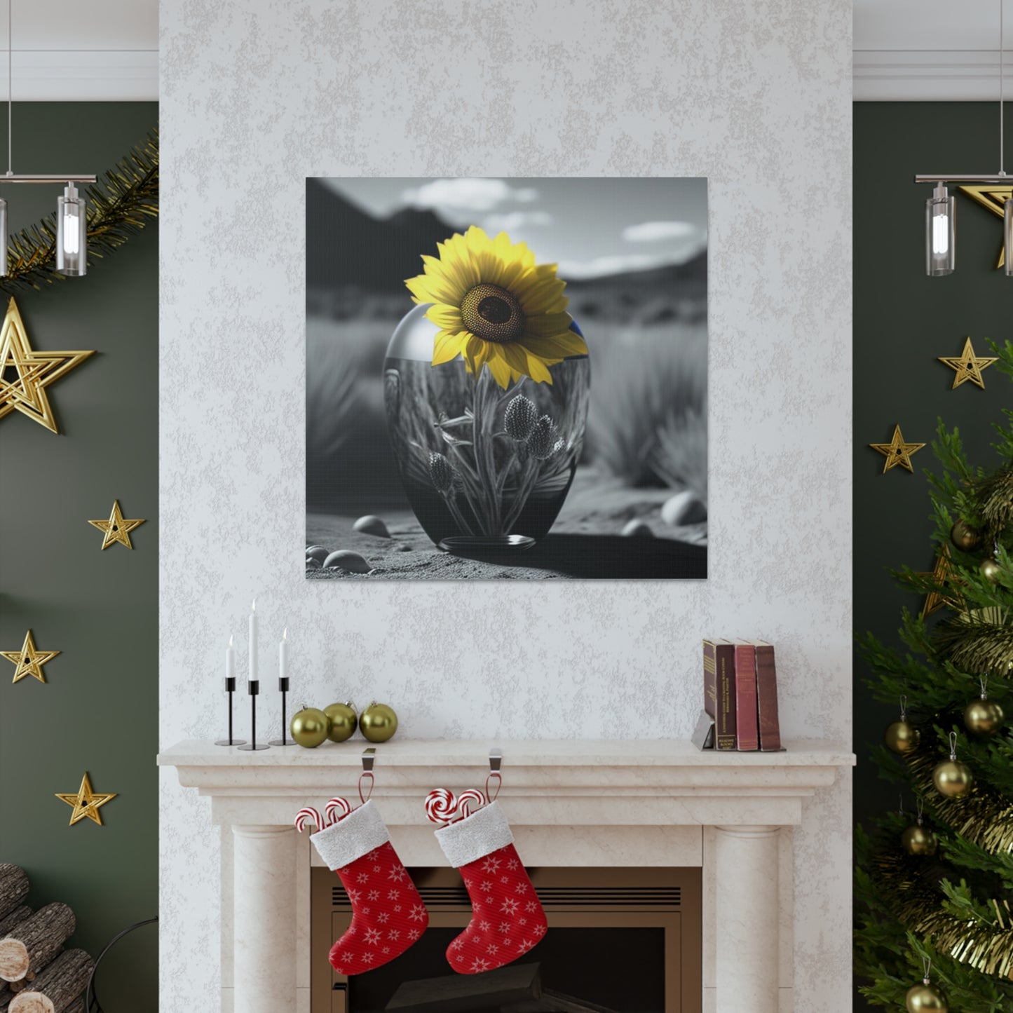 Canvas Gallery Wraps Yellw Sunflower in a vase 3
