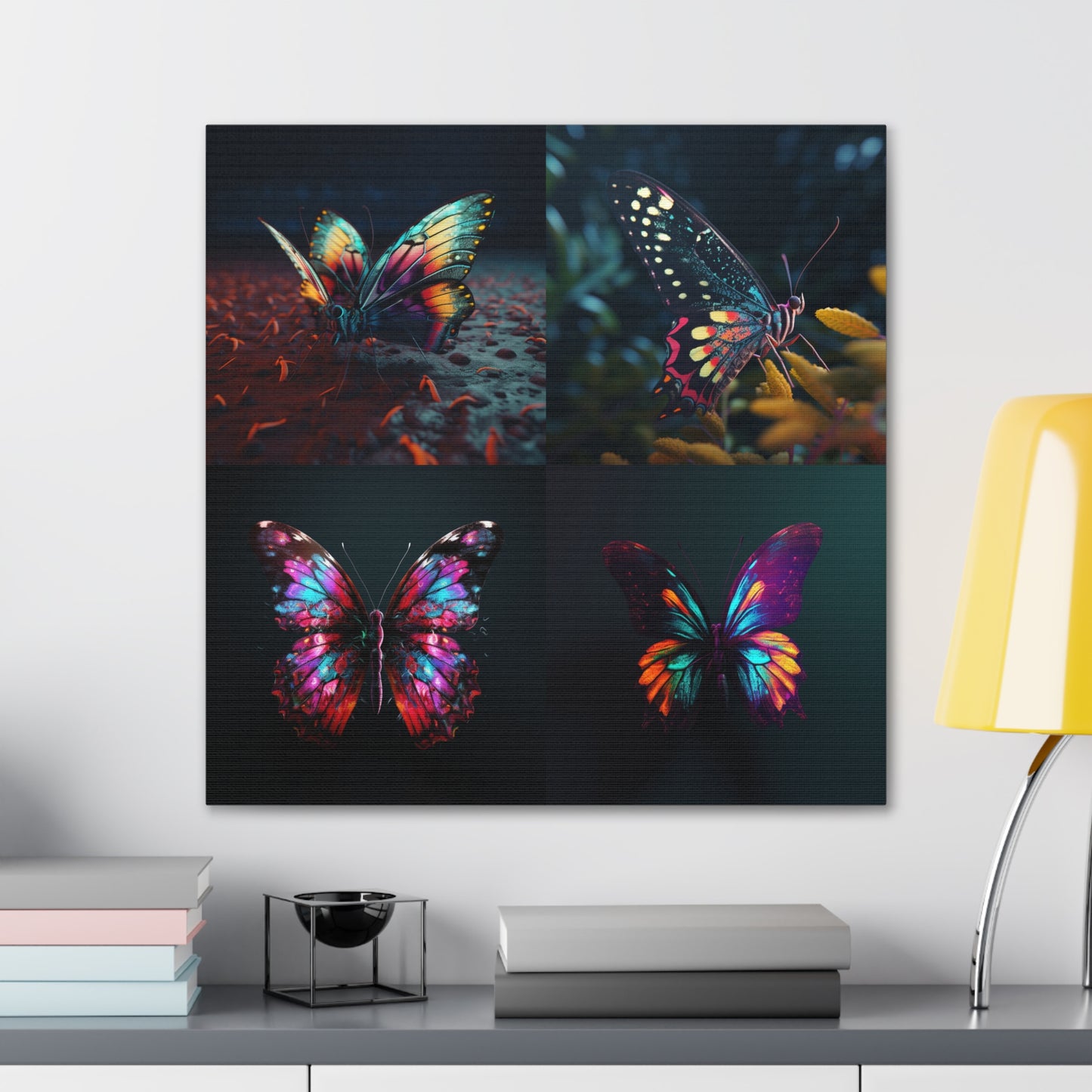 Canvas Gallery Wraps Hyper Colorful Butterfly Macro 5