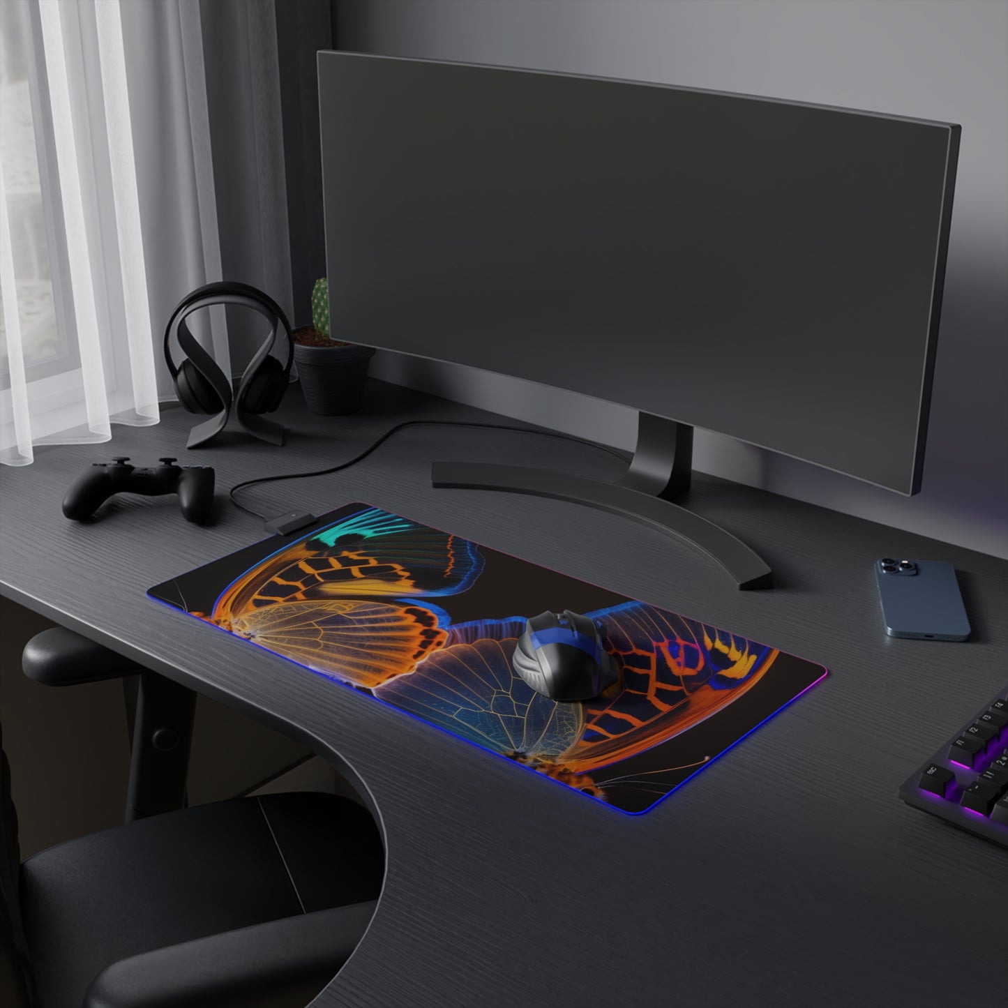 LED Gaming Mouse Pad Neon Glo Butterfly 2