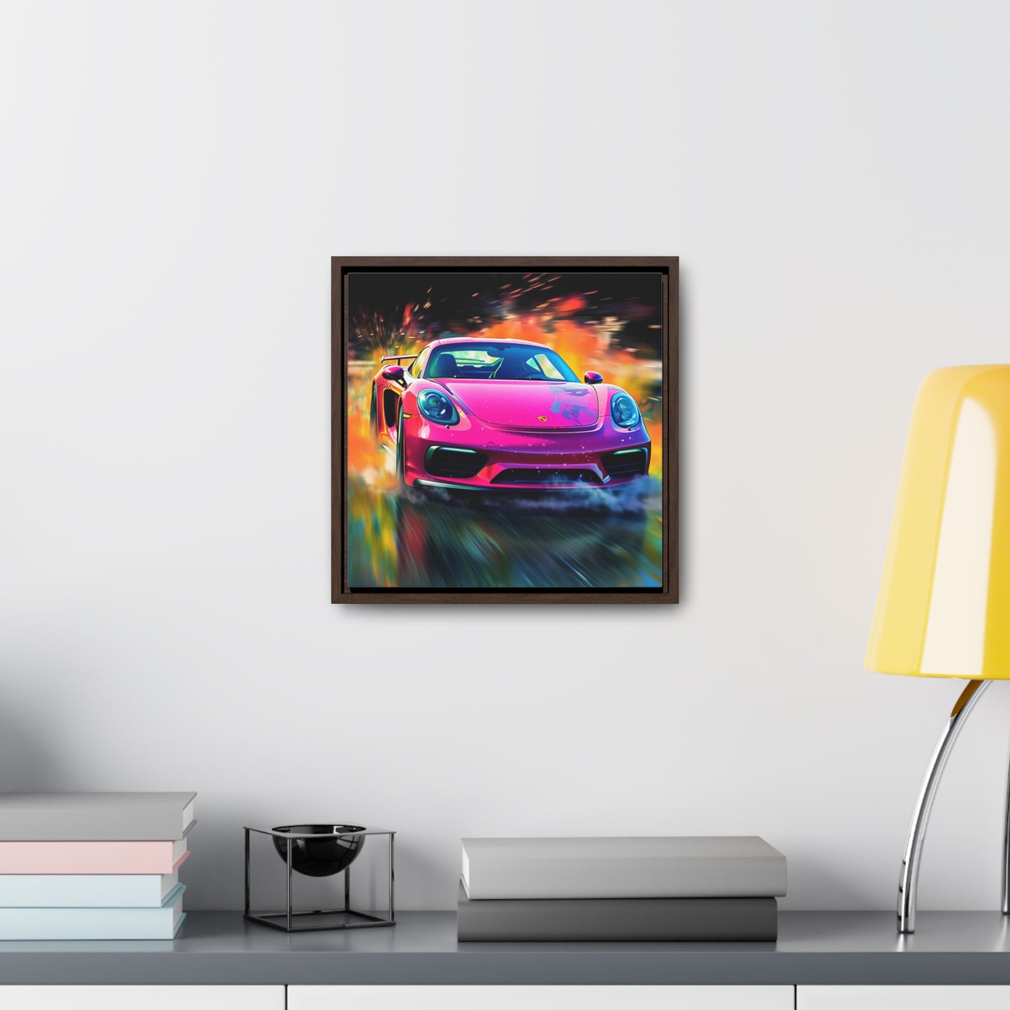 Gallery Canvas Wraps, Square Frame Pink Porsche water fusion 4