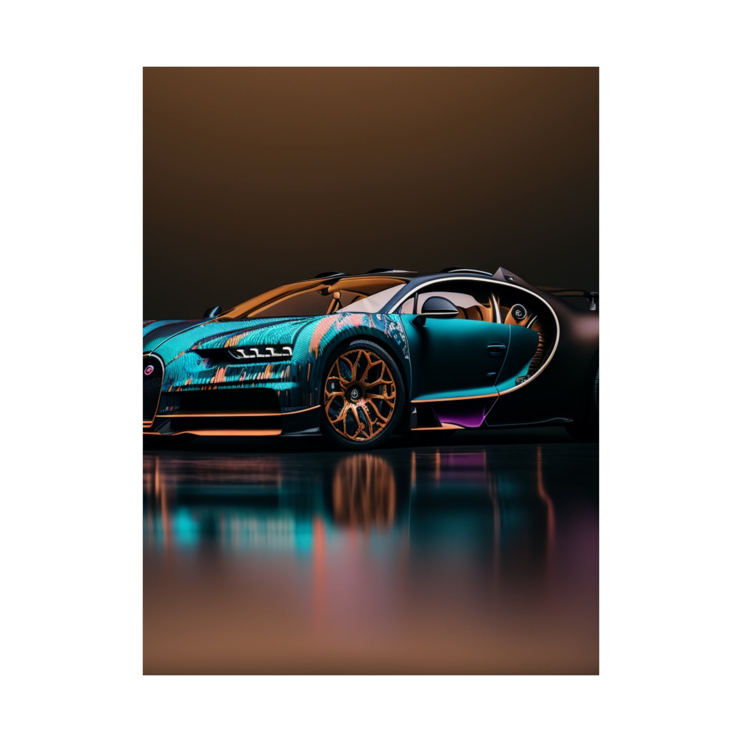 Premium Matte Vertical Posters Bugatti Blue 2