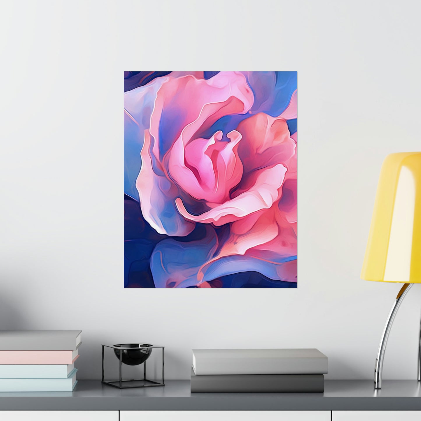 Premium Matte Vertical Posters Pink & Blue Tulip Rose 1