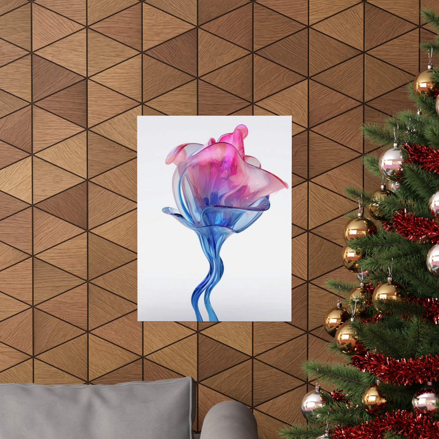 Premium Matte Vertical Posters Pink & Blue Tulip Rose 4