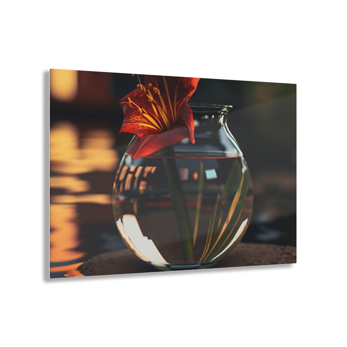 Acrylic Prints Red Lily in a Glass vase 2