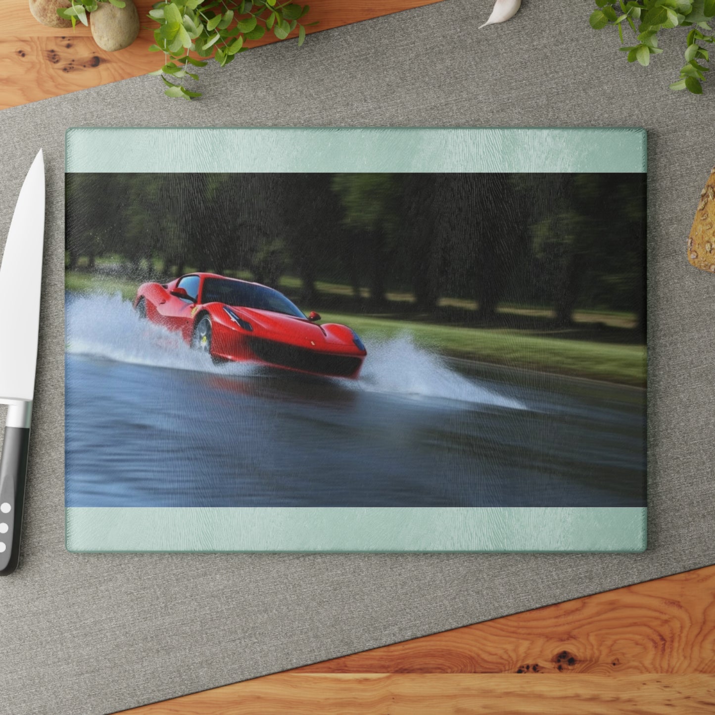 Glass Cutting Board Water Ferrari Splash 3