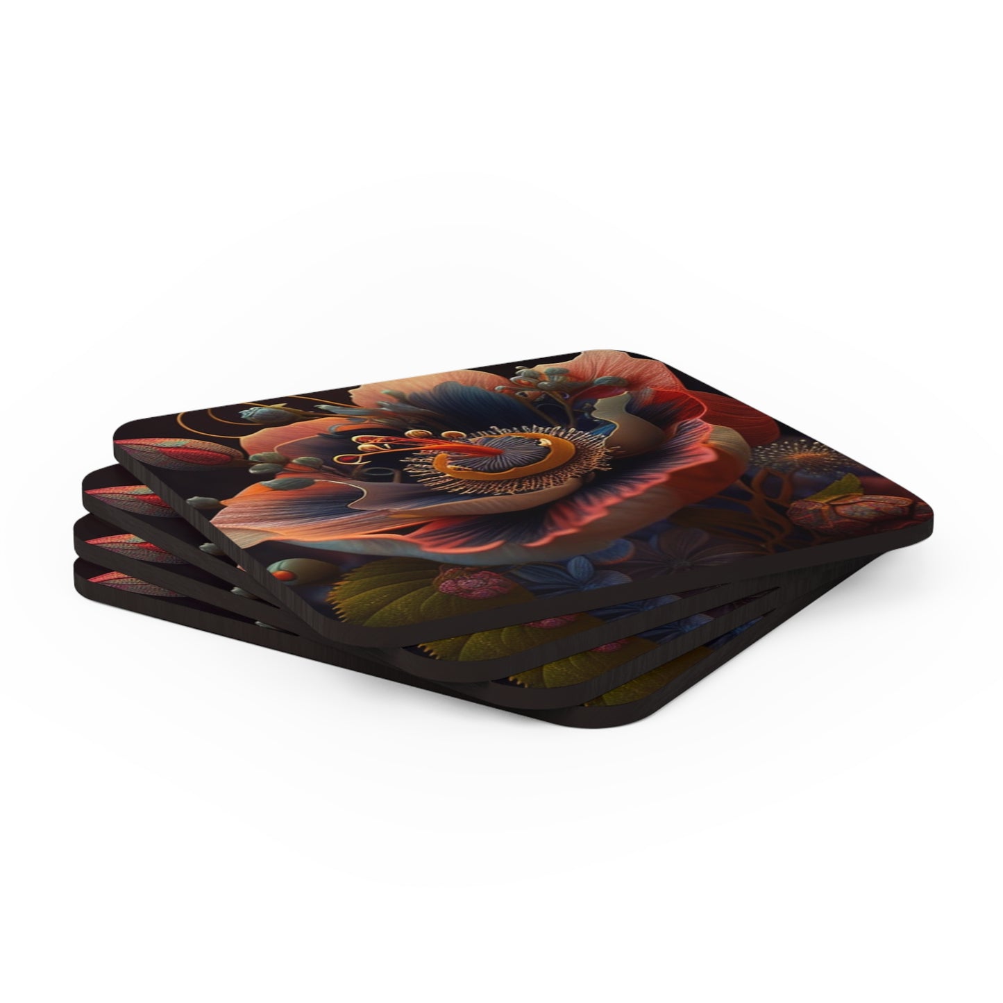 Corkwood Coaster Set Flower Arangment 3