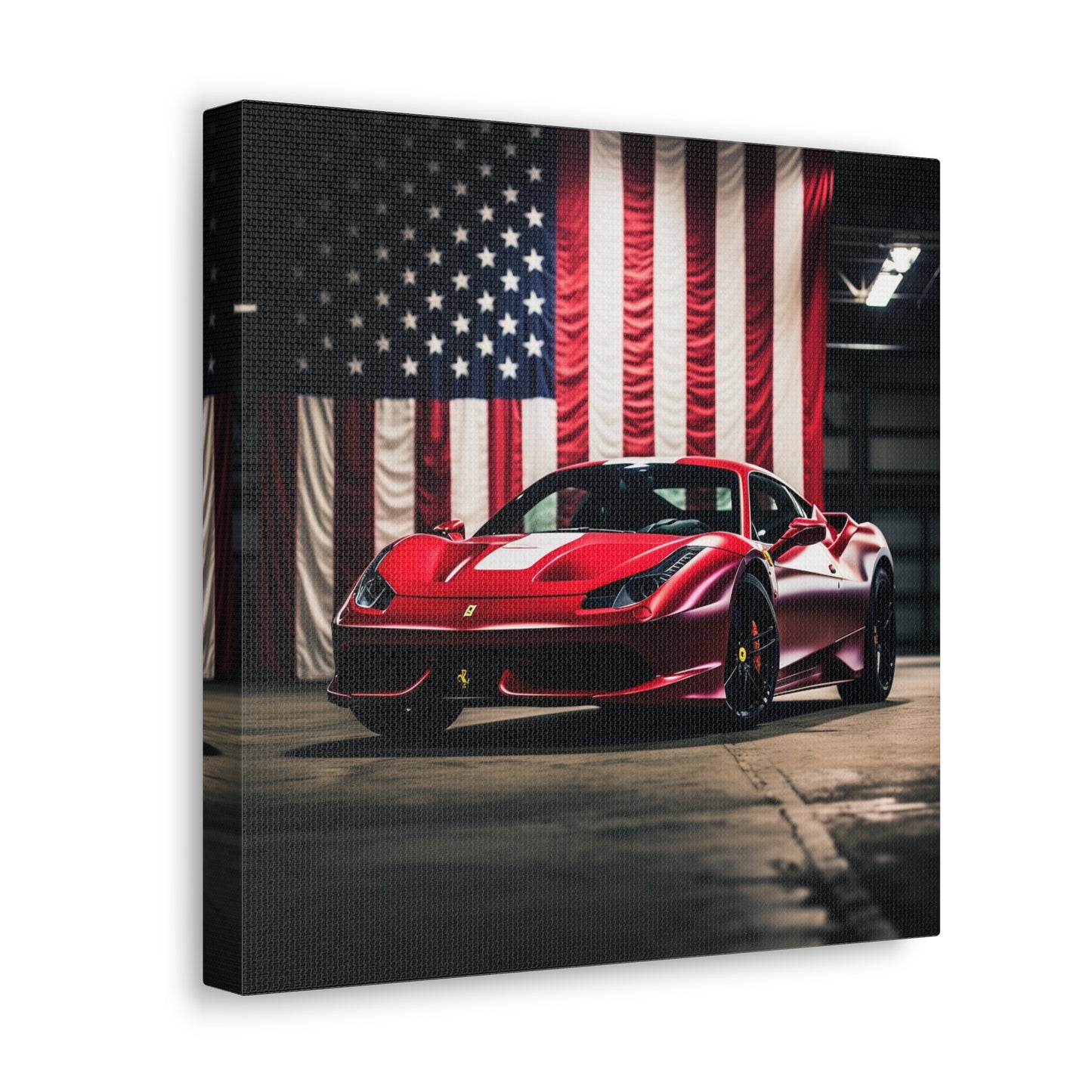 Canvas Gallery Wraps American Flag Background Ferrari 3