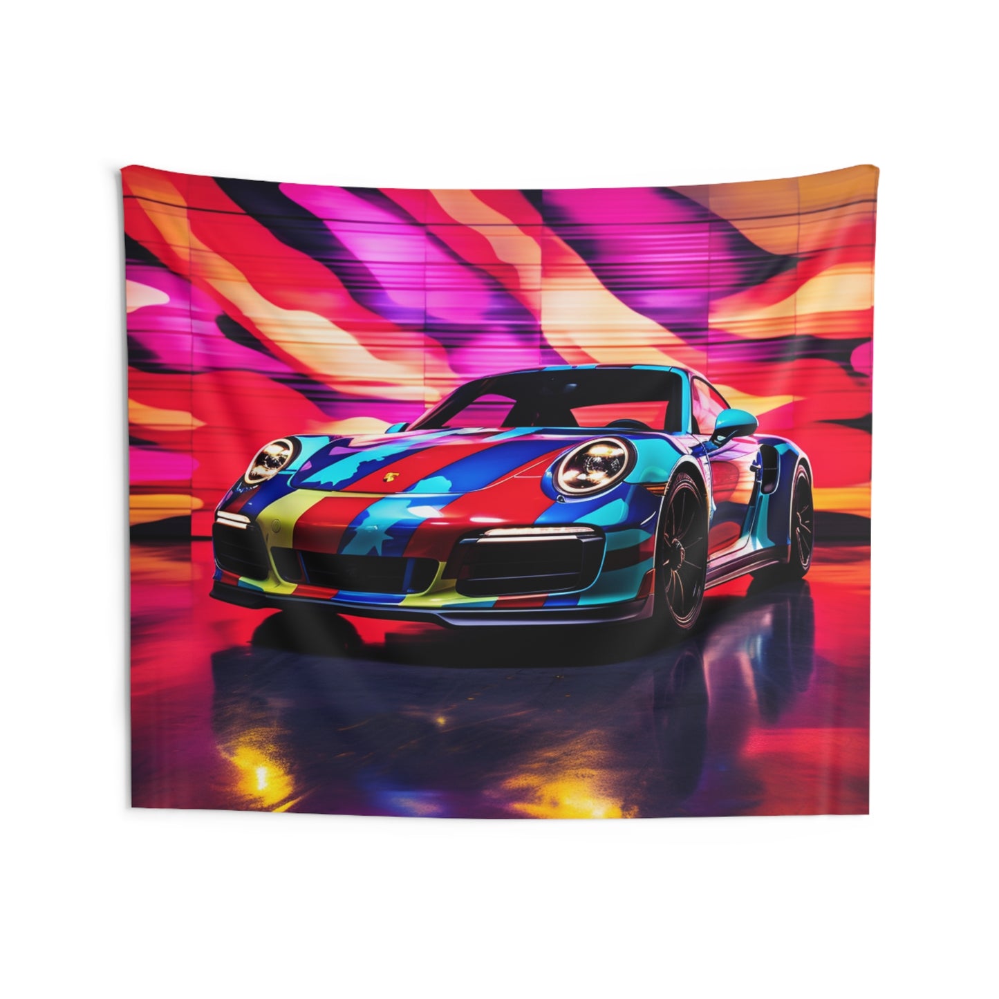 Indoor Wall Tapestries Macro American Flag Porsche 1