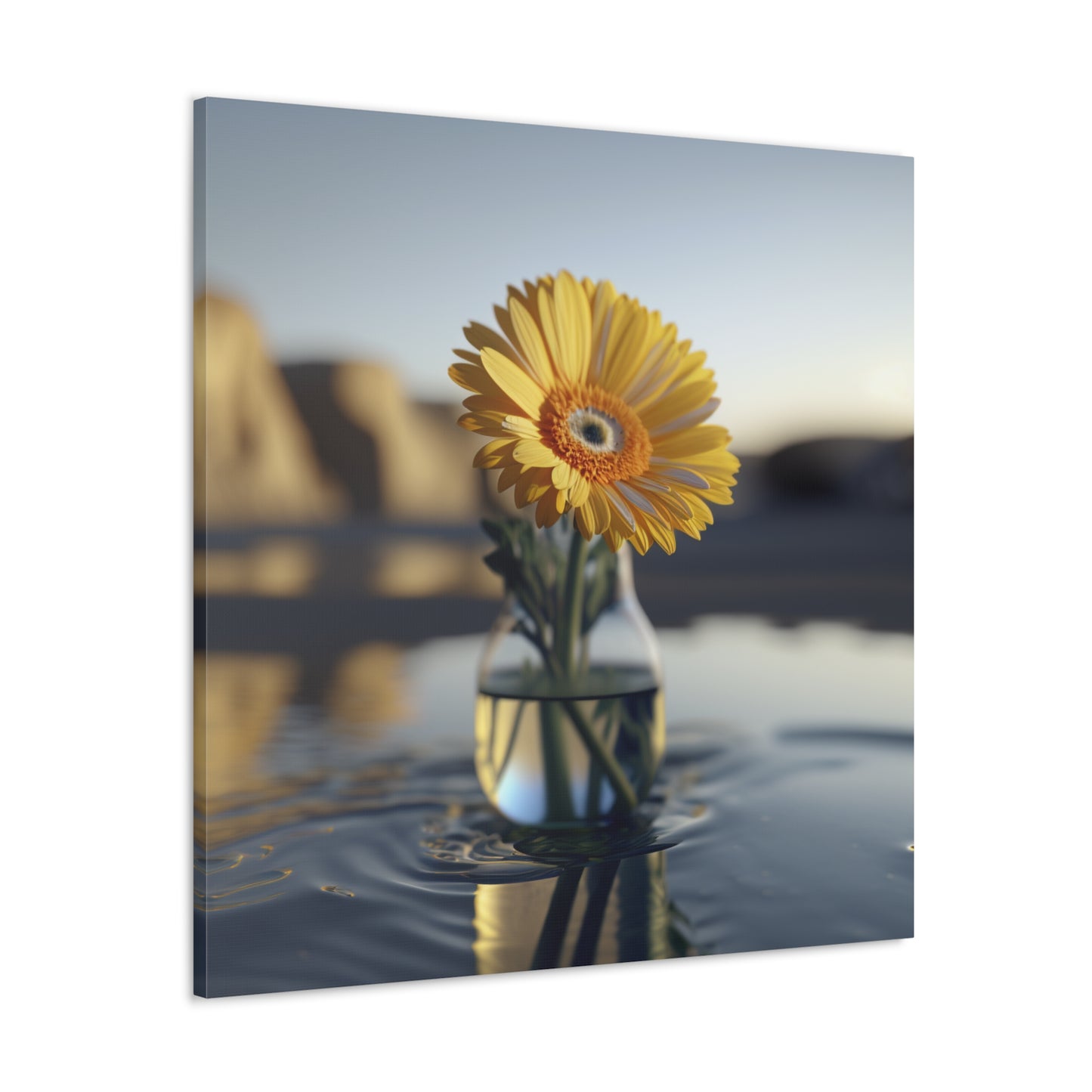 Canvas Gallery Wraps yello Gerbera glass 4