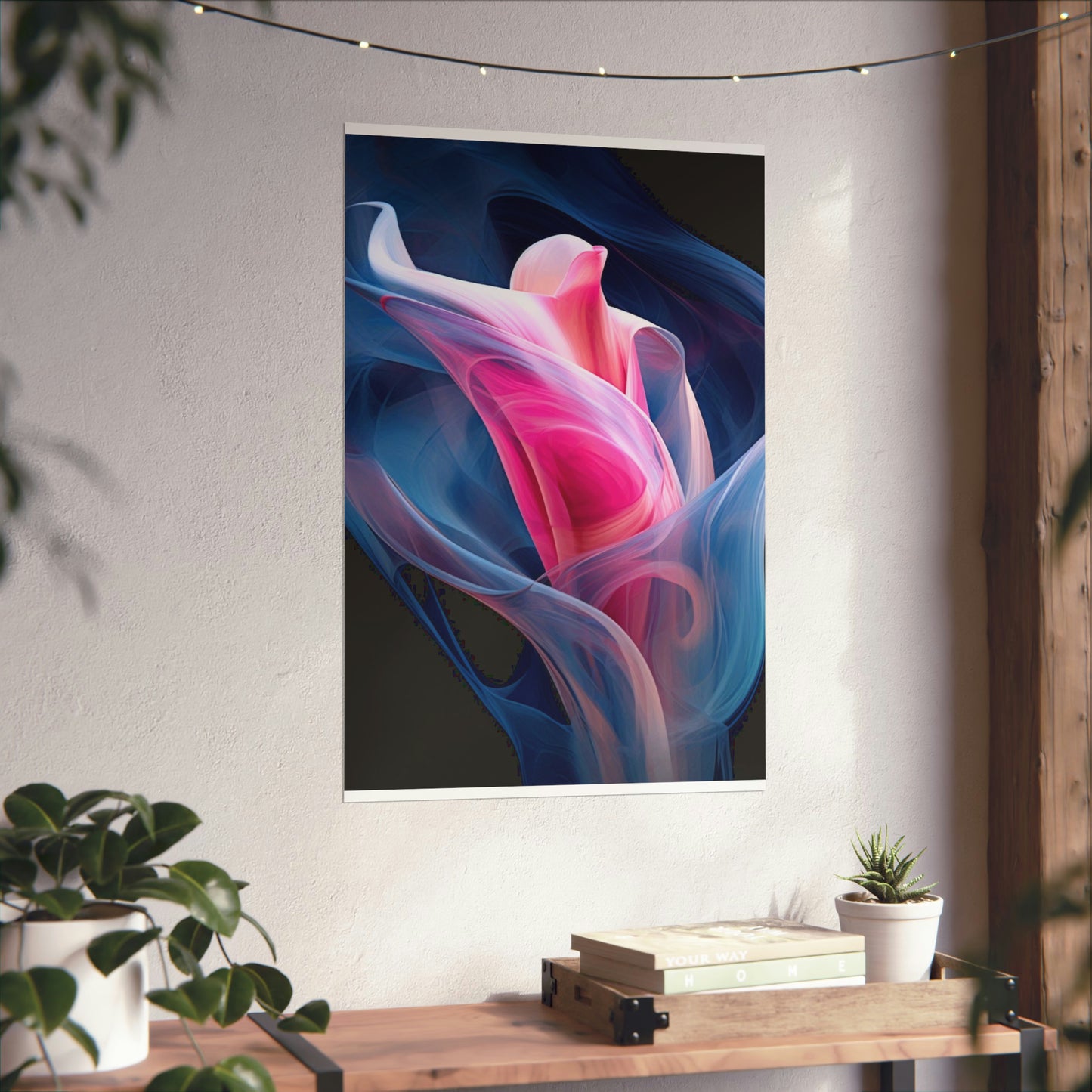 Premium Matte Vertical Posters Pink & Blue Tulip Rose 3