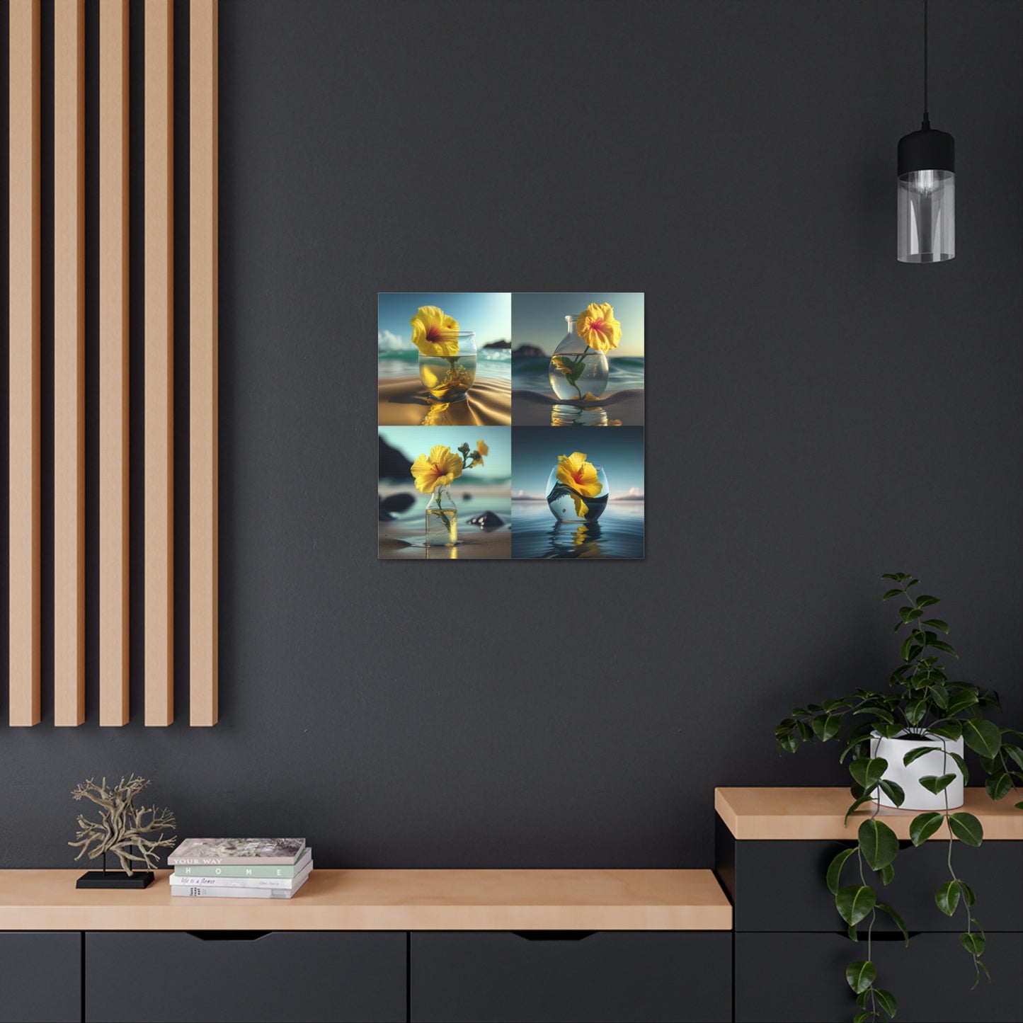 Canvas Gallery Wraps Yellow Hibiscus glass 5