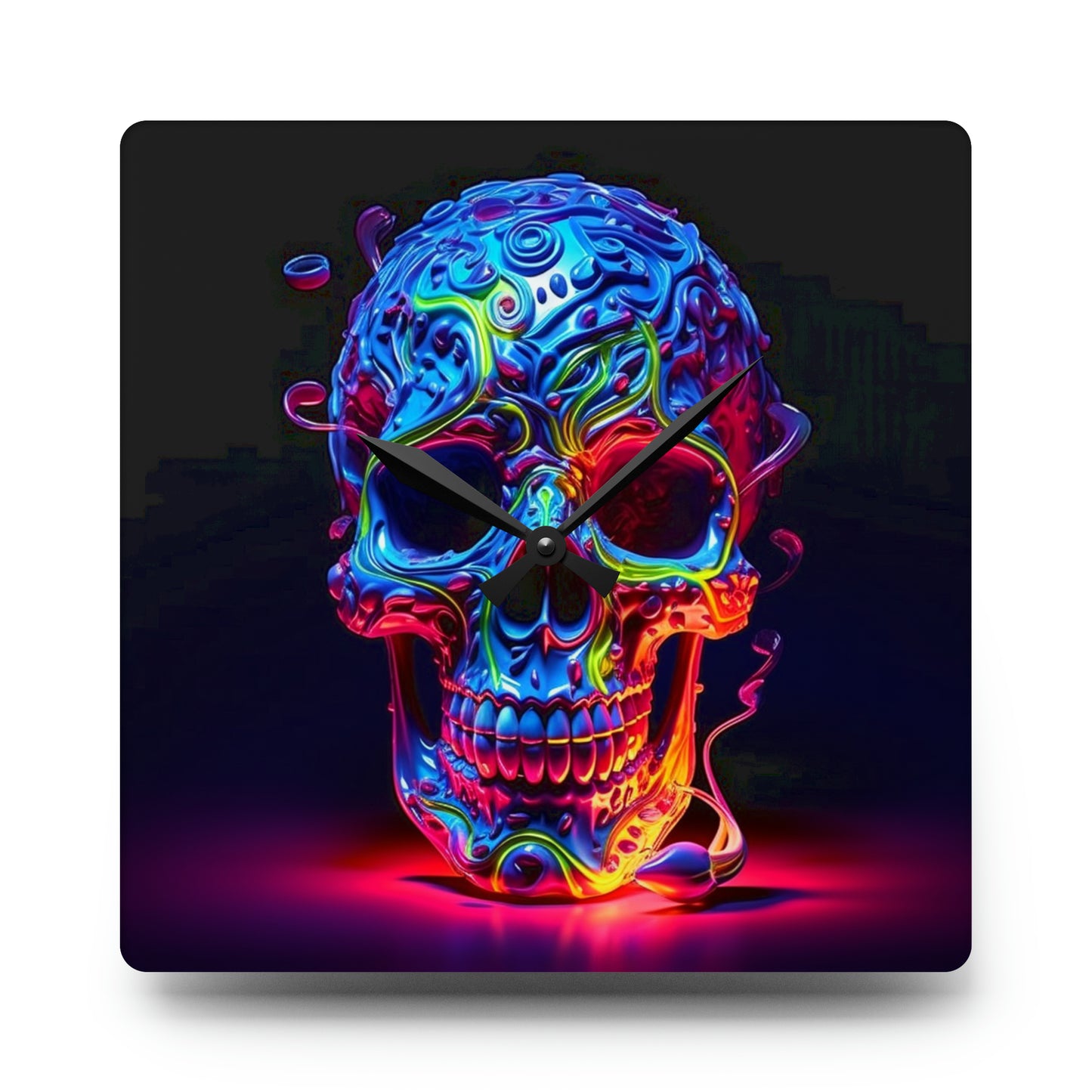 Acrylic Wall Clock Macro Skull Color 3