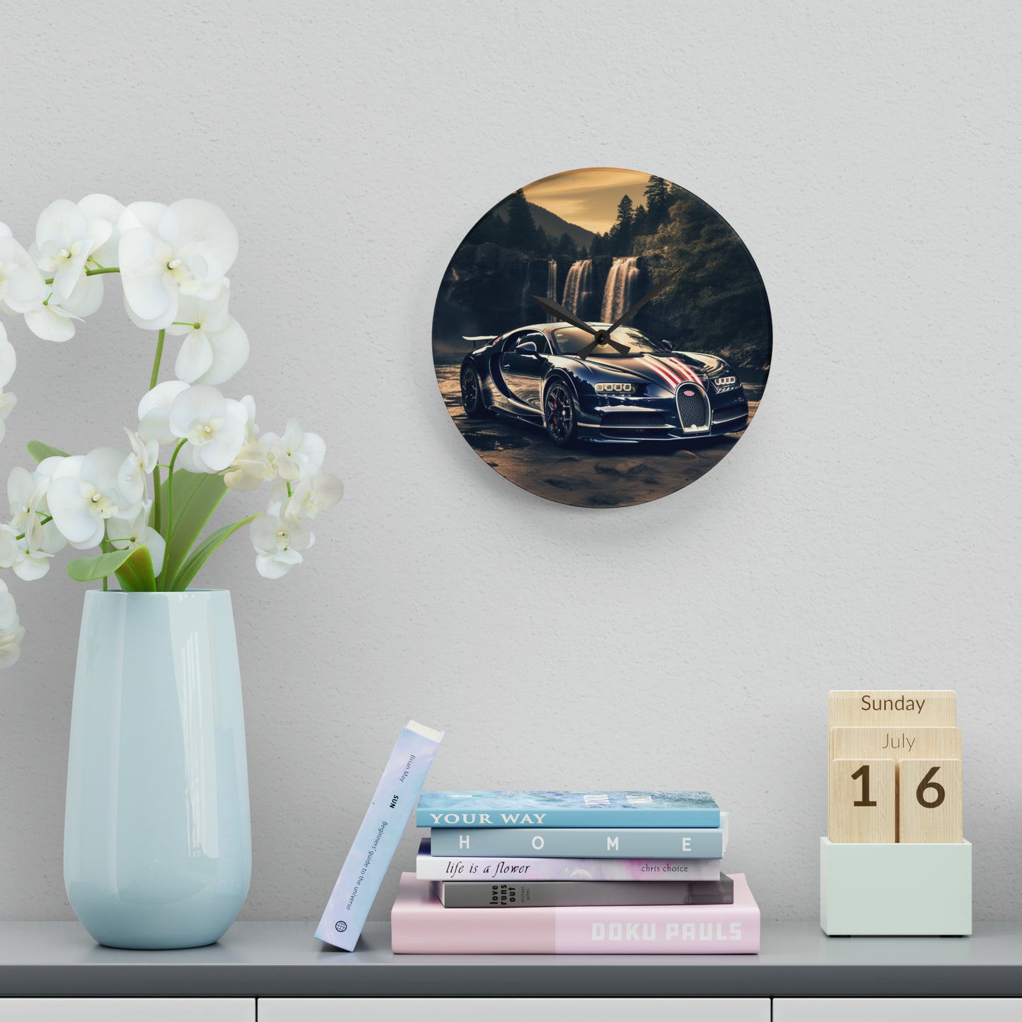 Acrylic Wall Clock Bugatti Waterfall 2