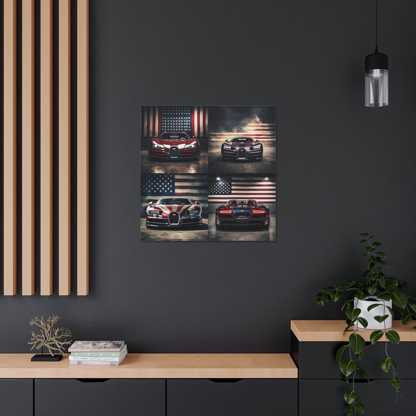 Canvas Gallery Wraps American Flag Background Bugatti 5