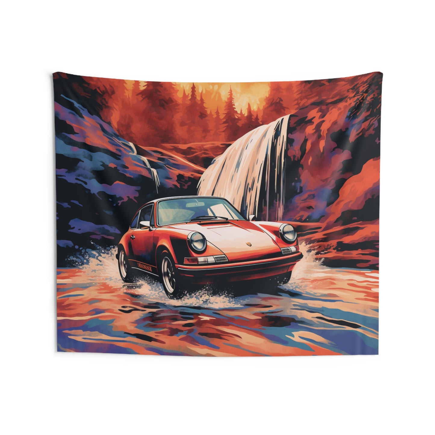 Indoor Wall Tapestries American Flag Porsche Abstract 4