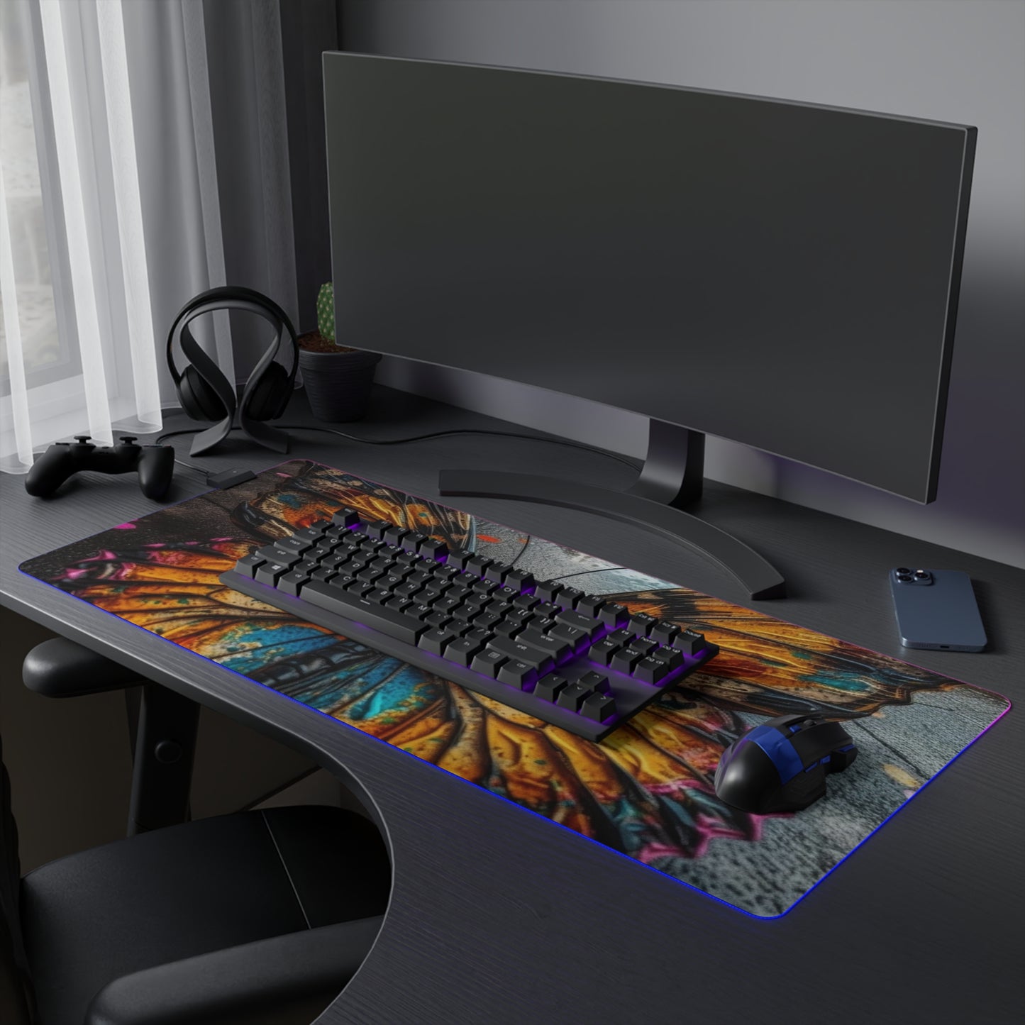 LED Gaming Mouse Pad Liquid Street Butterfly 1