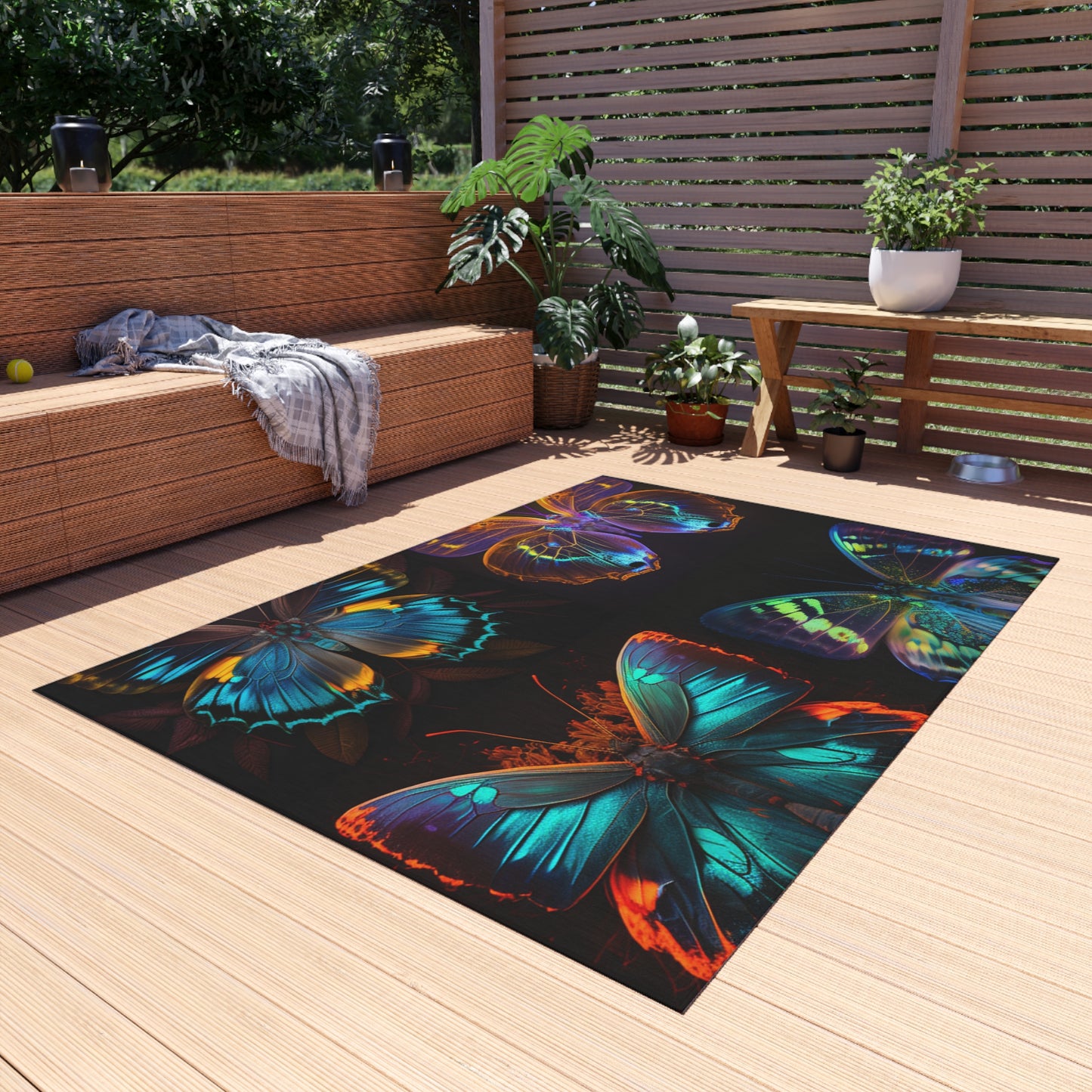 Outdoor Rug  Neon Butterfly Flair 5