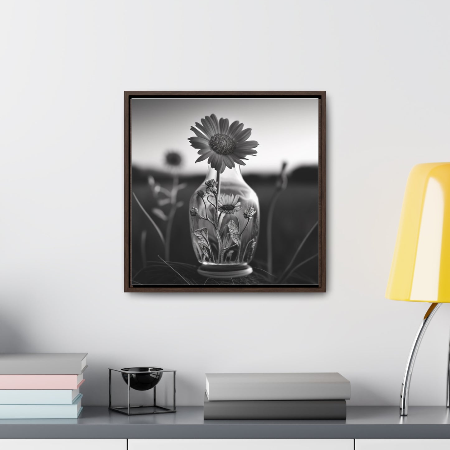 Gallery Canvas Wraps, Square Frame Yellw Sunflower in a vase 2