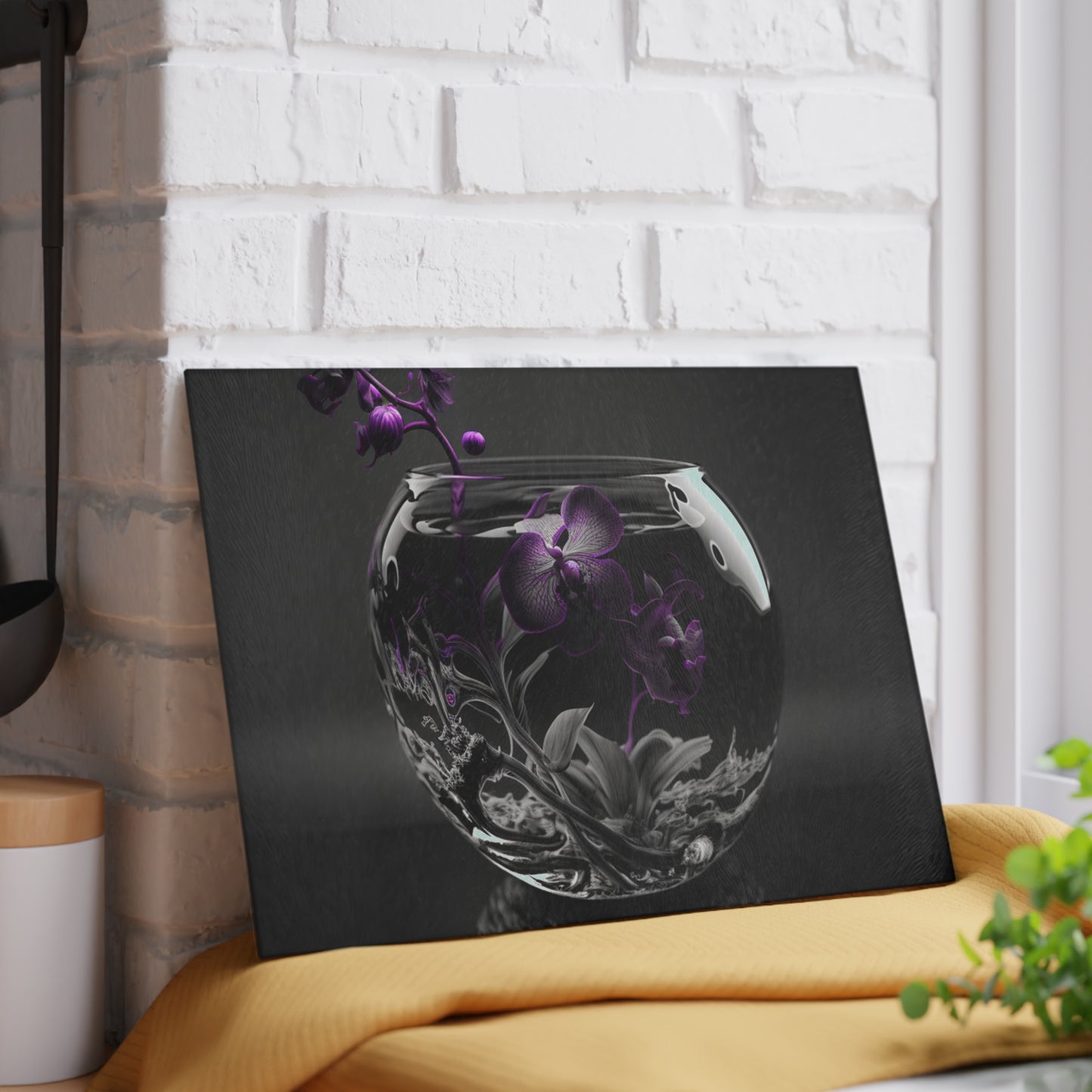 Glass Cutting Board Purple Orchid Glass vase 3