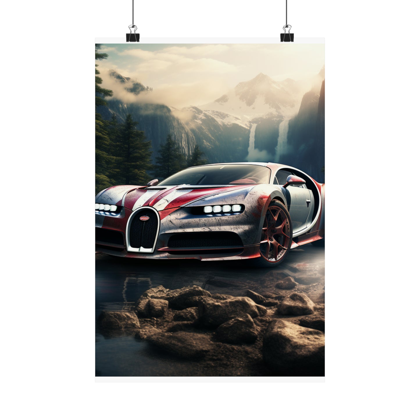 Premium Matte Vertical Posters Bugatti Waterfall 4