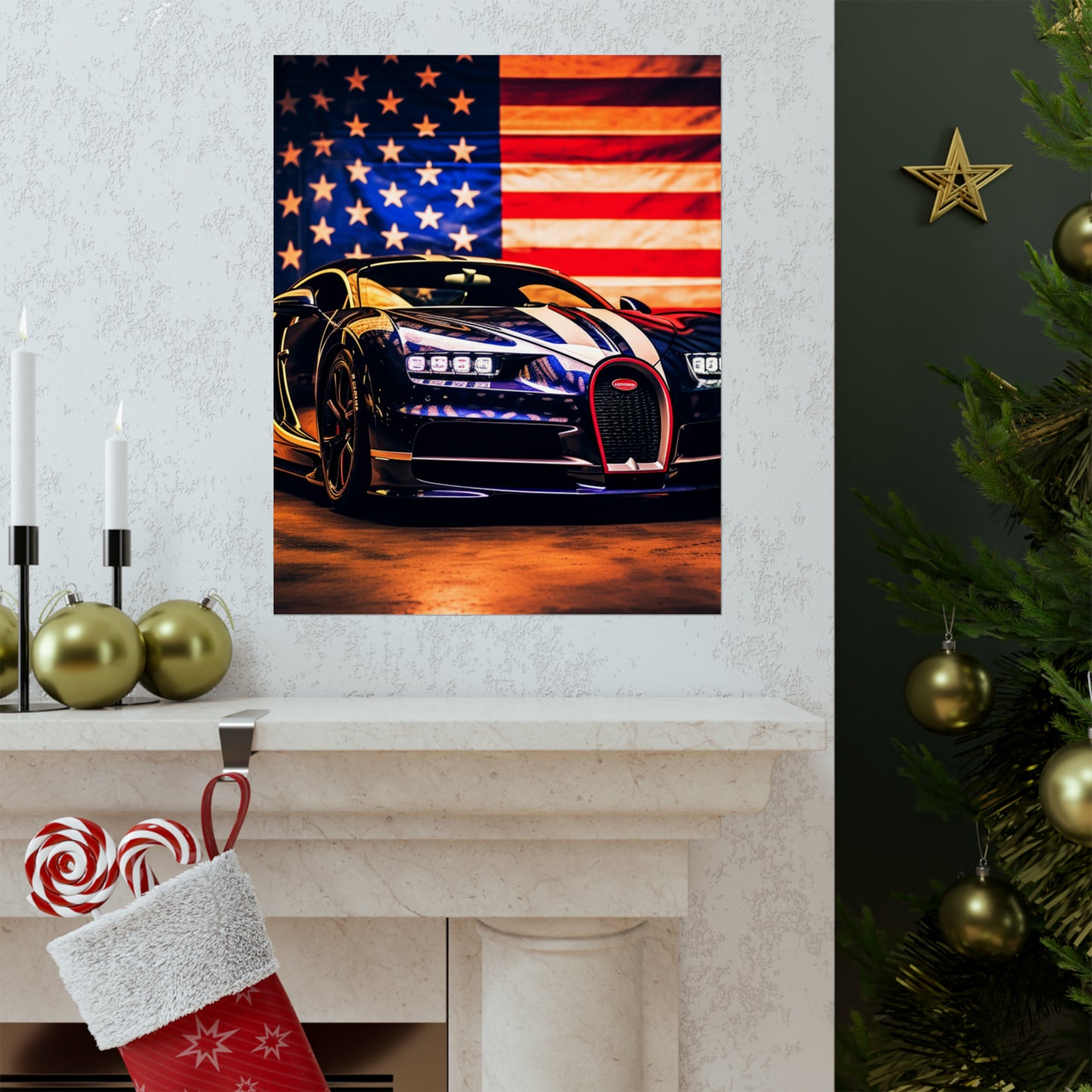 Premium Matte Vertical Posters Macro Bugatti American Flag 4