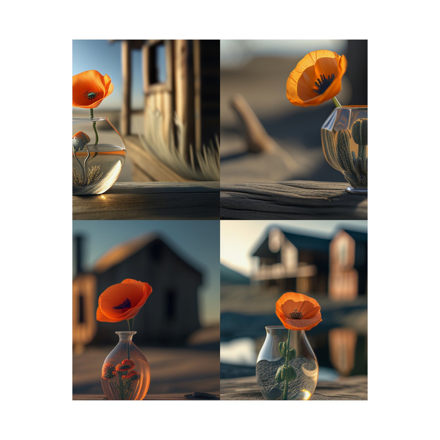 Premium Matte Vertical Posters Orange Poppy in a Vase 5