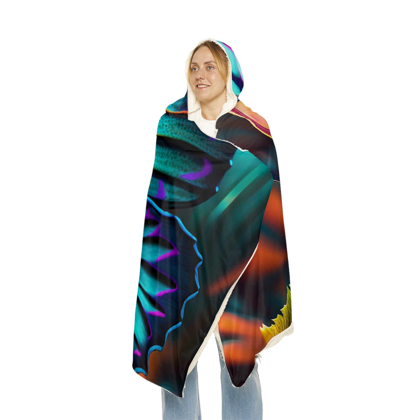 Snuggle Hooded Blanket Neon Butterfly Macro 1