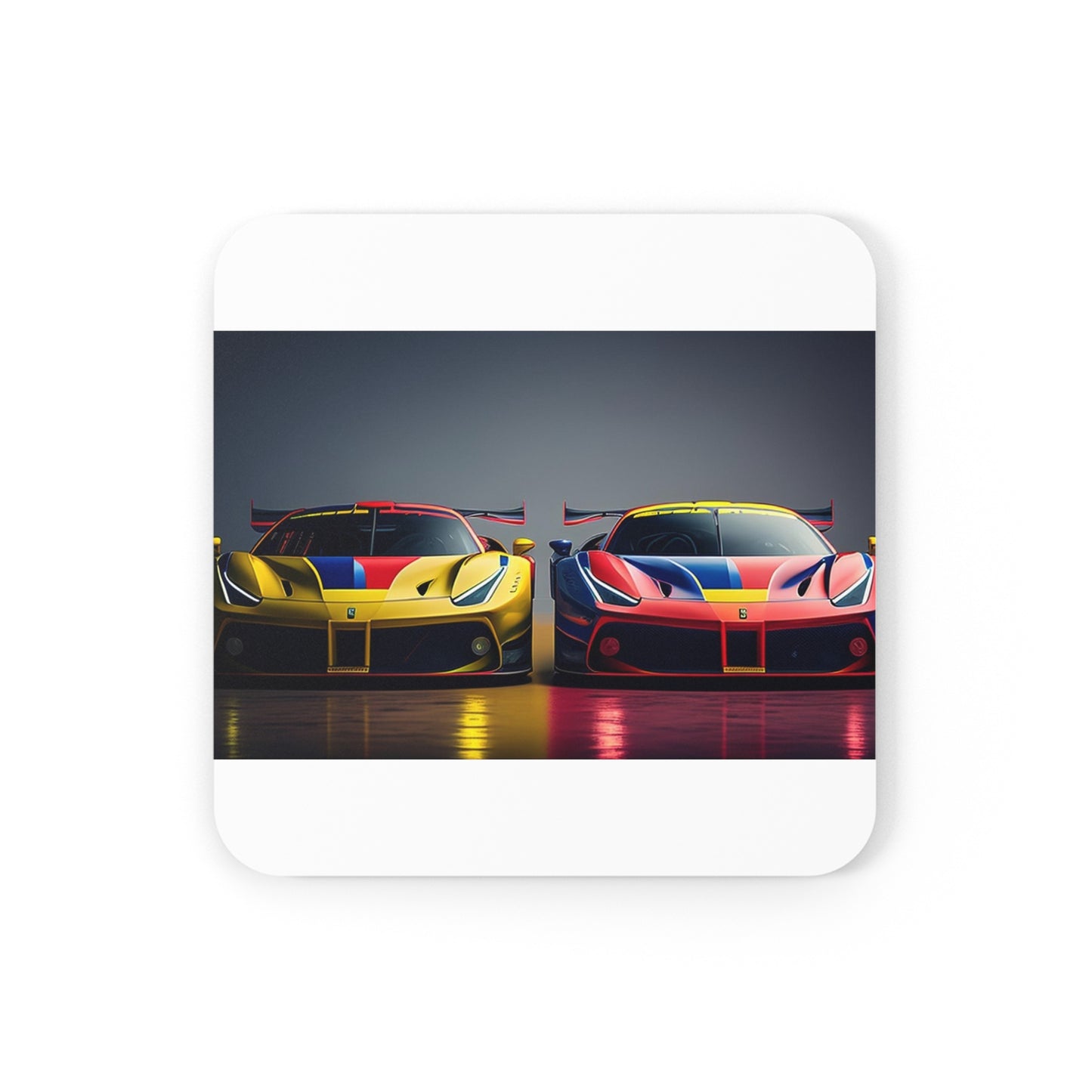 Corkwood Coaster Set Ferrari Red Blue 1