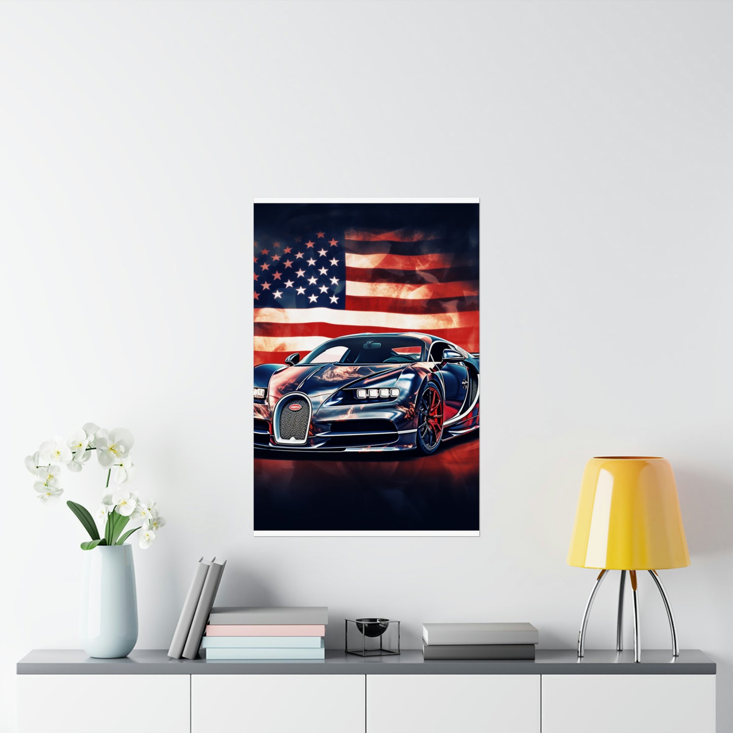 Premium Matte Vertical Posters Abstract American Flag Background Bugatti 4