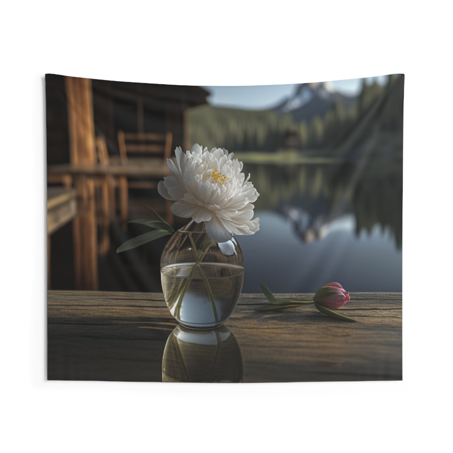 Indoor Wall Tapestries White Peony glass vase 4