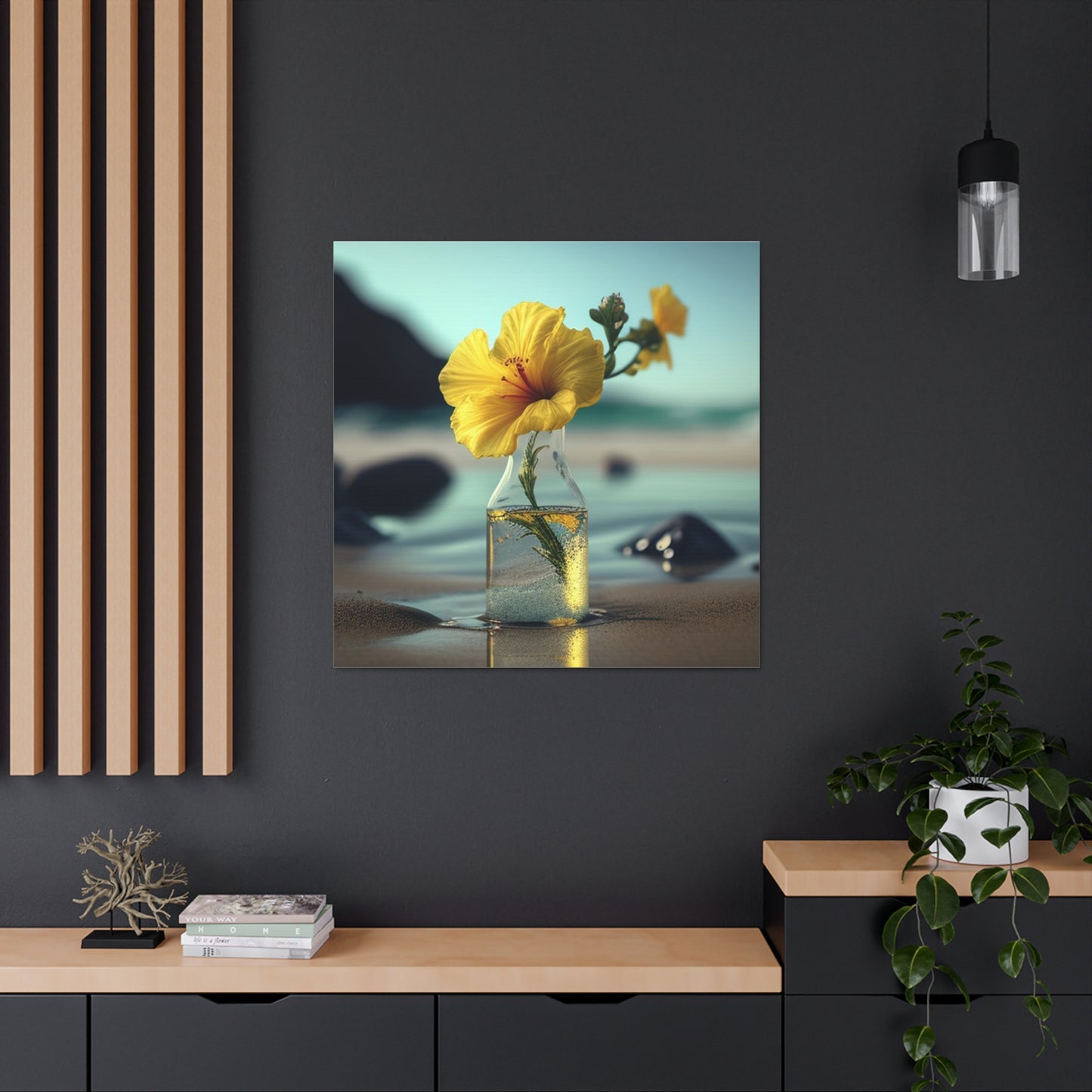 Canvas Gallery Wraps Yellow Hibiscus glass 3