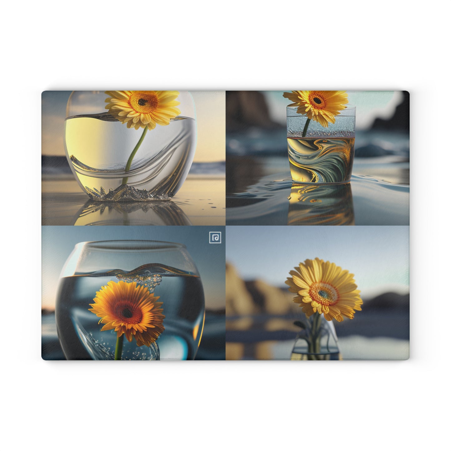 Glass Cutting Board yello Gerbera glass 5