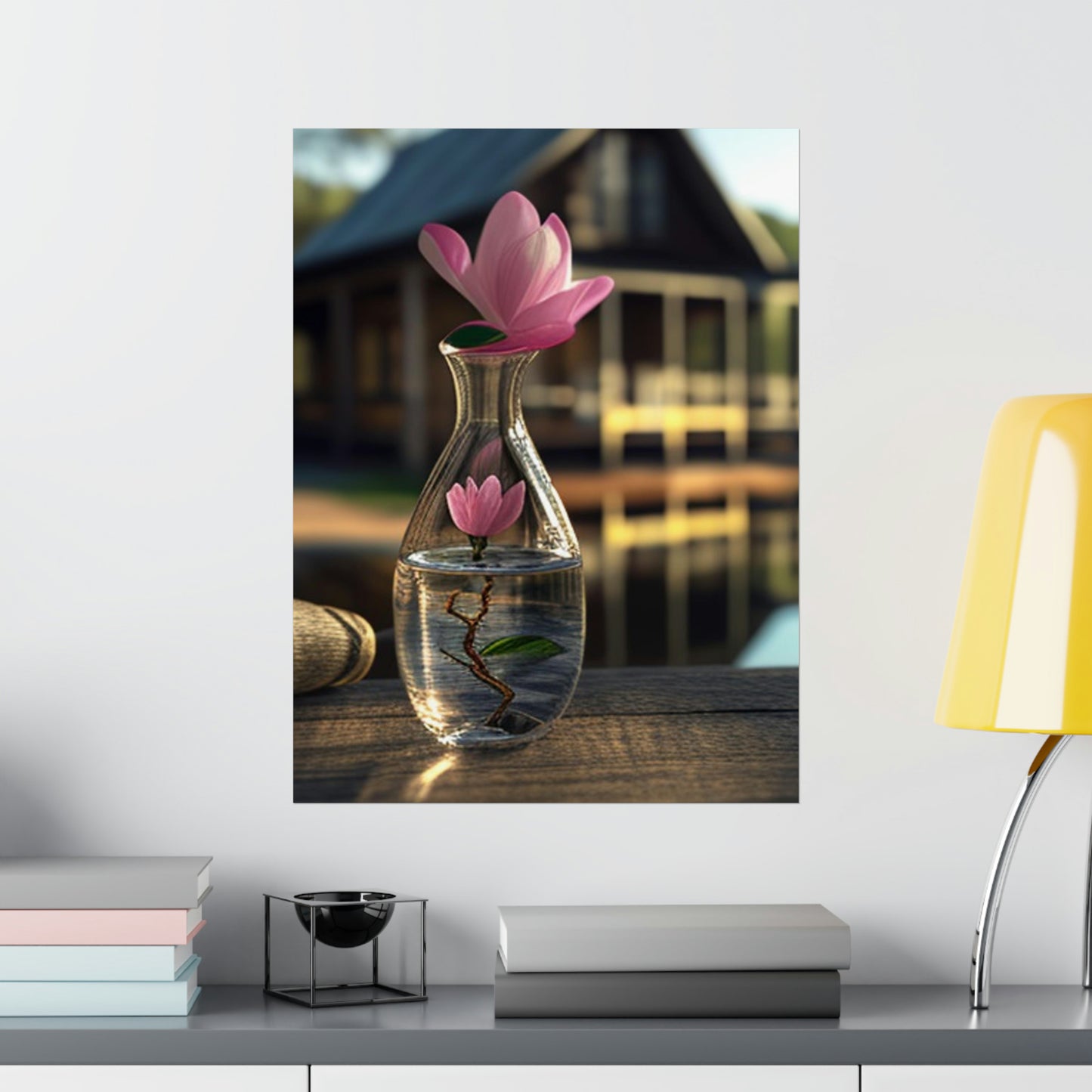 Premium Matte Vertical Posters Magnolia in a Glass vase 4