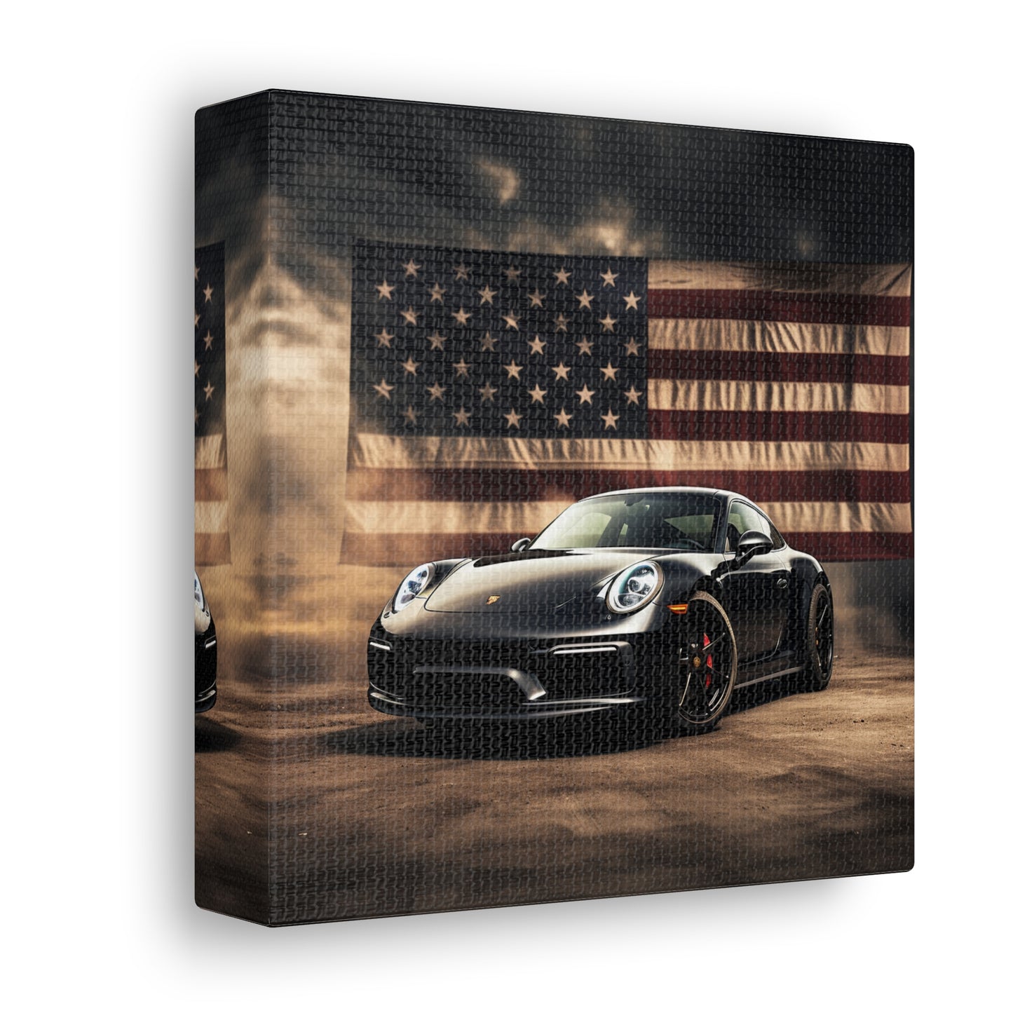 Canvas Gallery Wraps American Flag Background Porsche 4