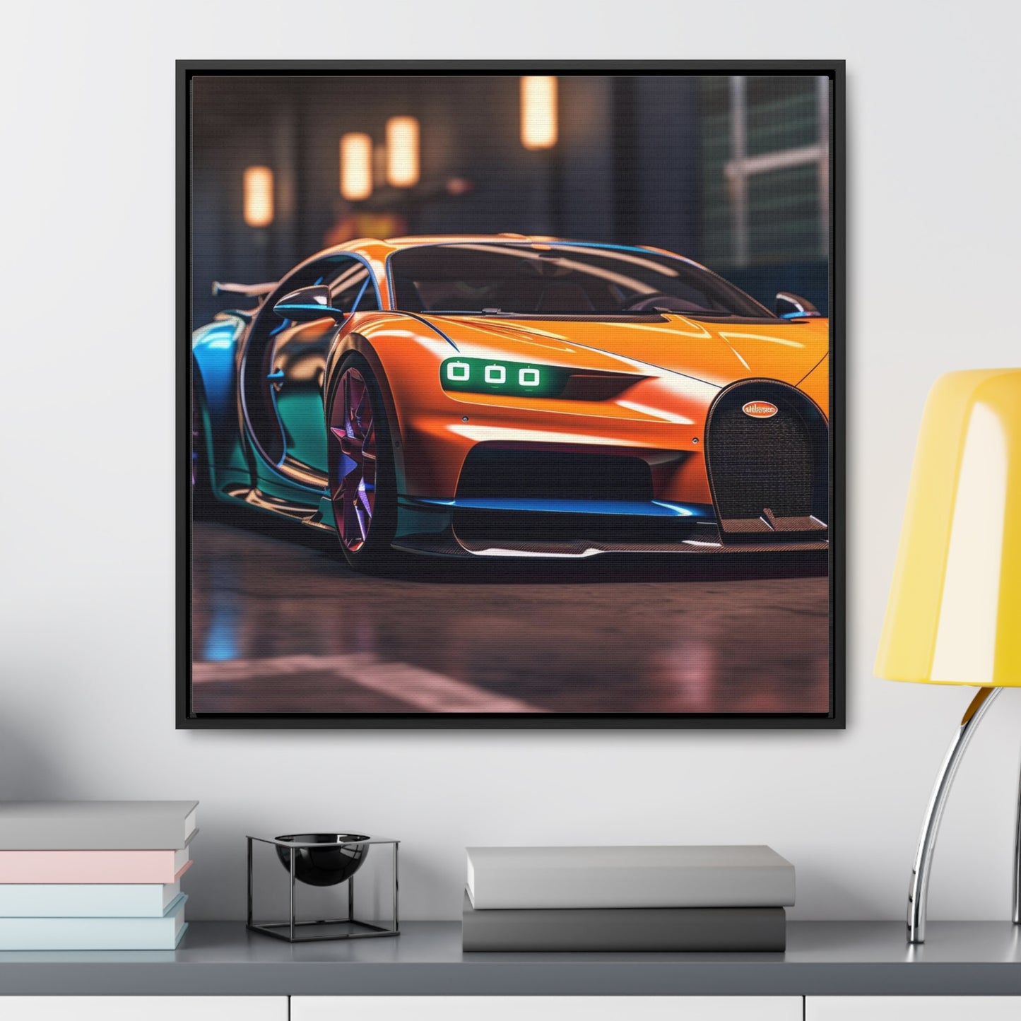 Gallery Canvas Wraps, Square Frame Hyper Bugatti Neon Chiron 1