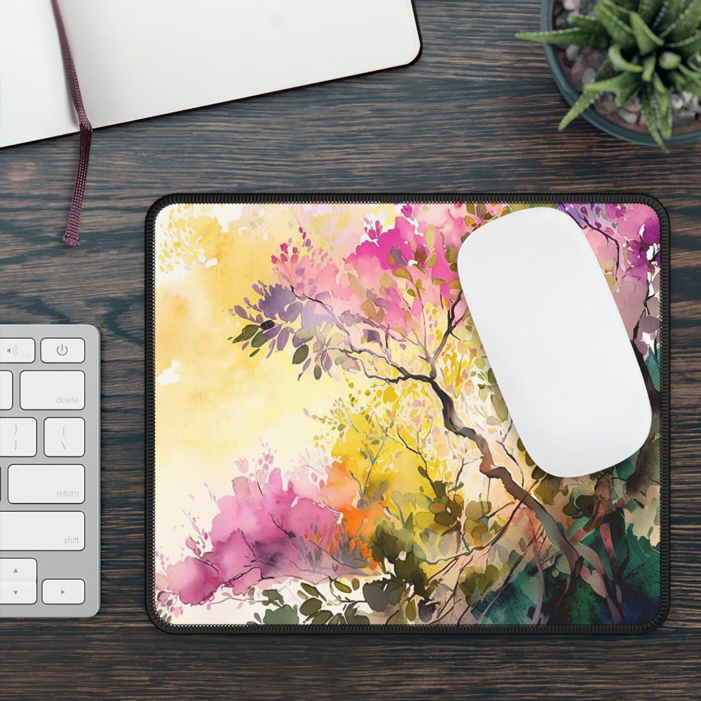 Gaming Mouse Pad  Mother Nature Bright Spring Colors Realistic Watercolor 2