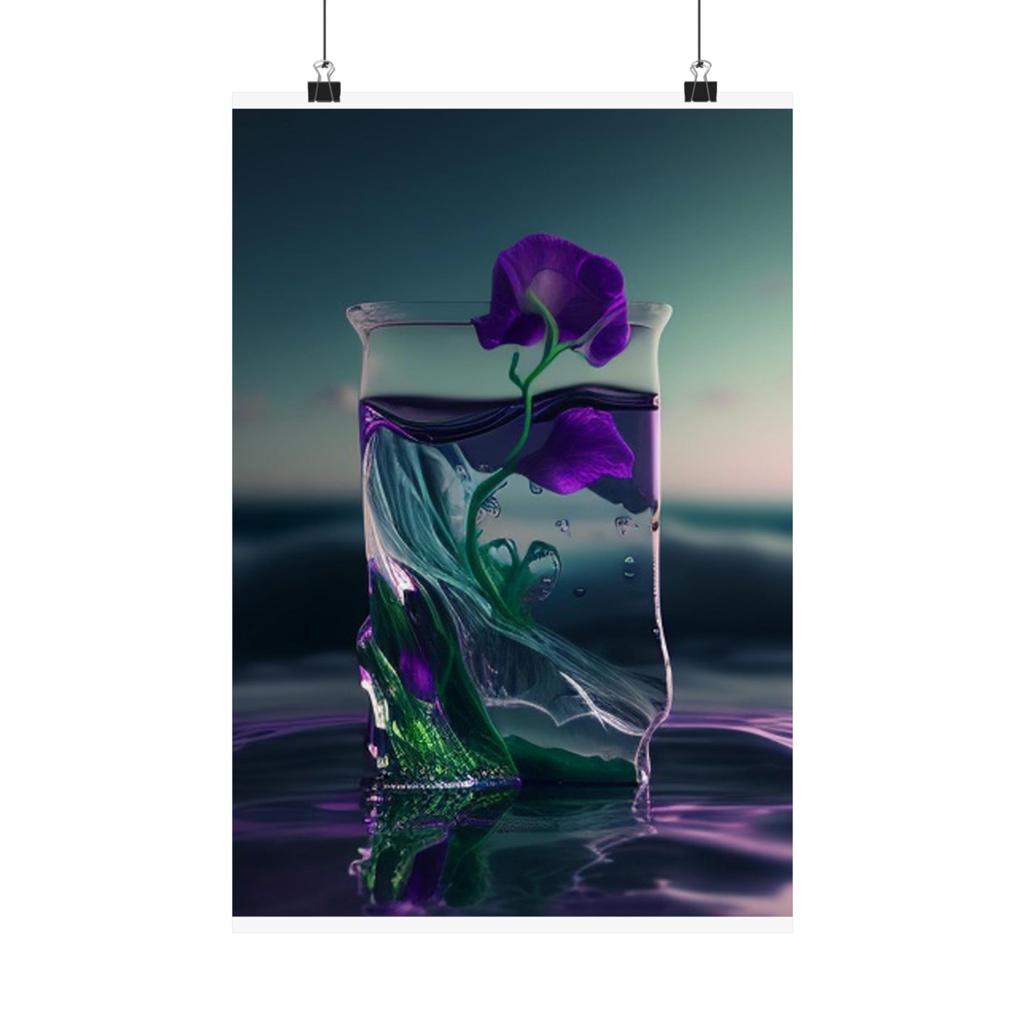 Premium Matte Vertical Posters Purple Sweet pea in a vase 3