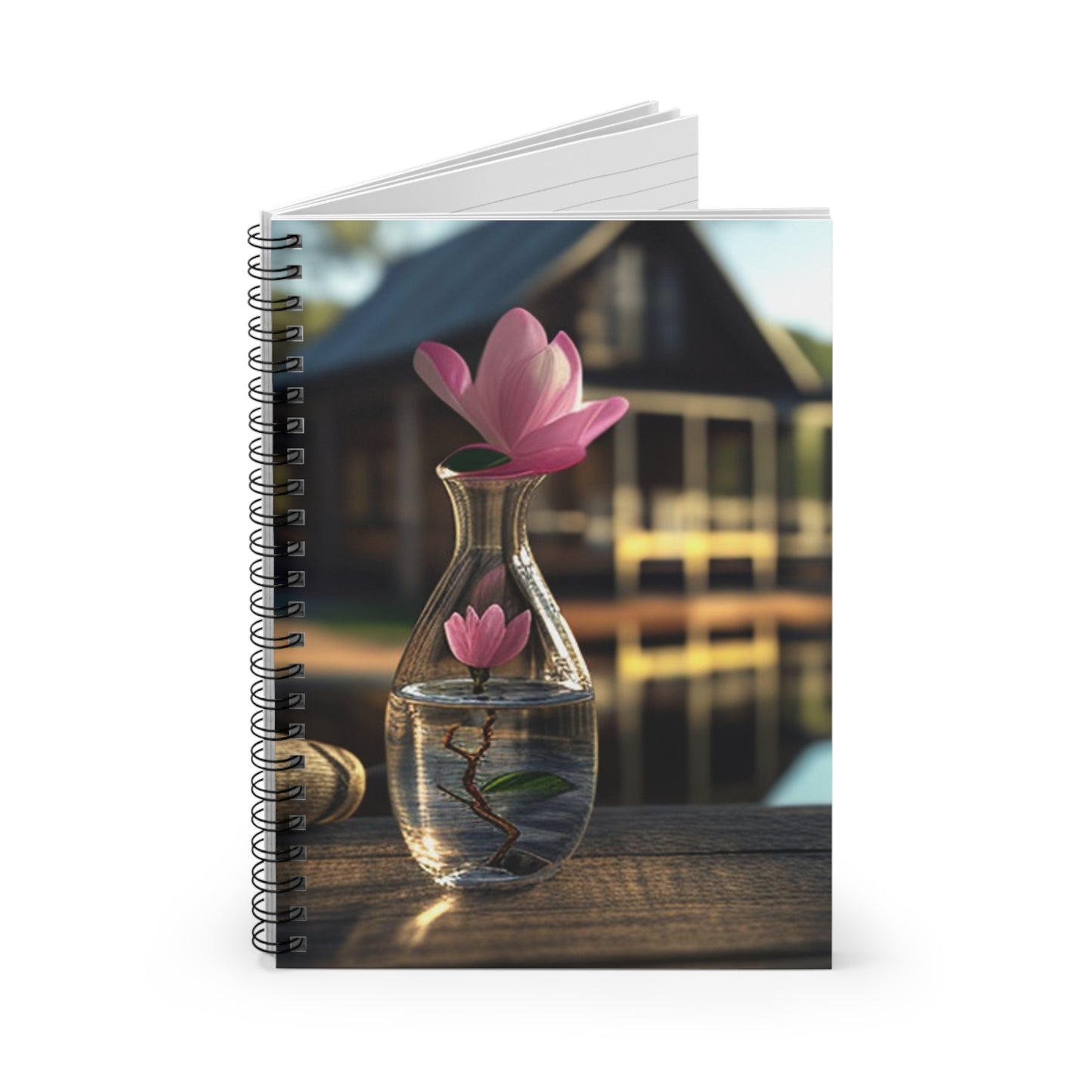 Spiral Notebook - Ruled Line Magnolia in a Glass vase 4