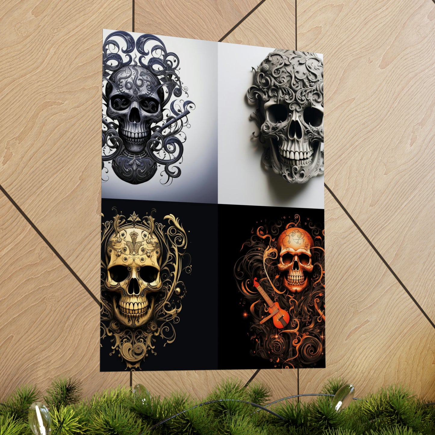 Premium Matte Vertical Posters Skull Treble Clef 5