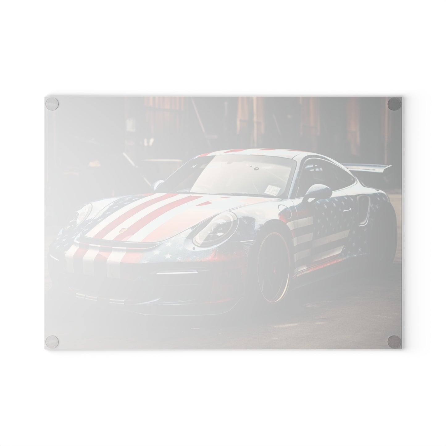 Glass Cutting Board American Flag Porsche 3