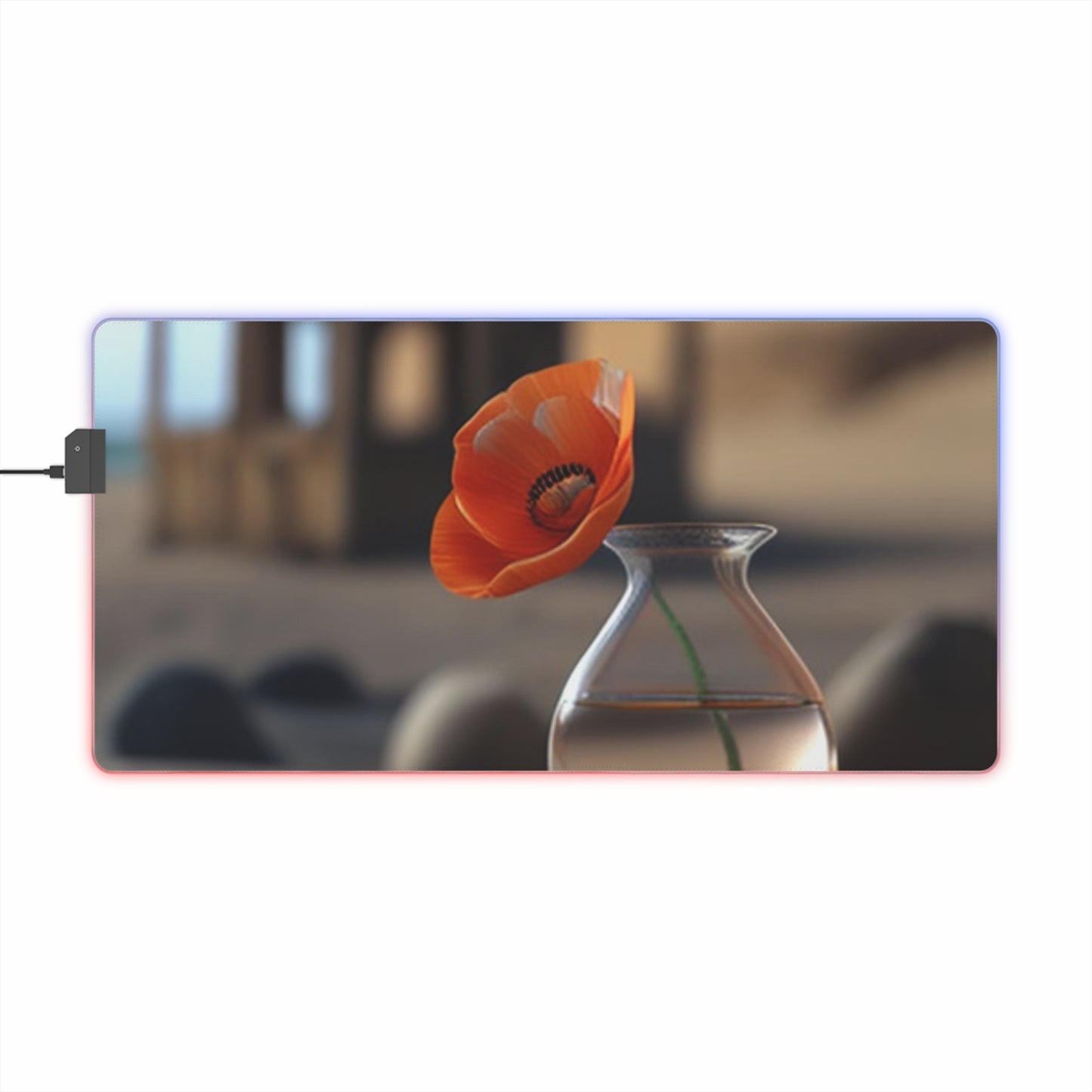 LED Gaming Mouse Pad Poppy in a Glass Vase 1