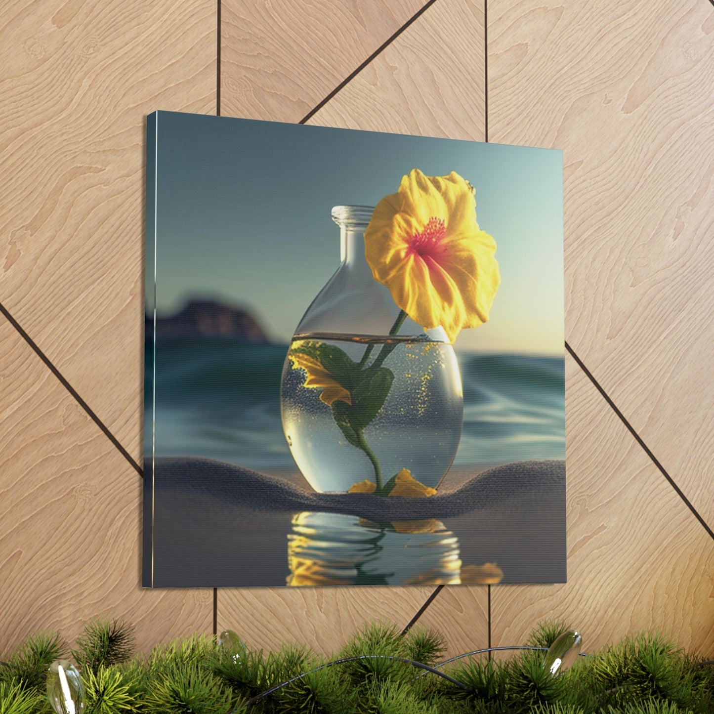 Canvas Gallery Wraps Yellow Hibiscus glass 2