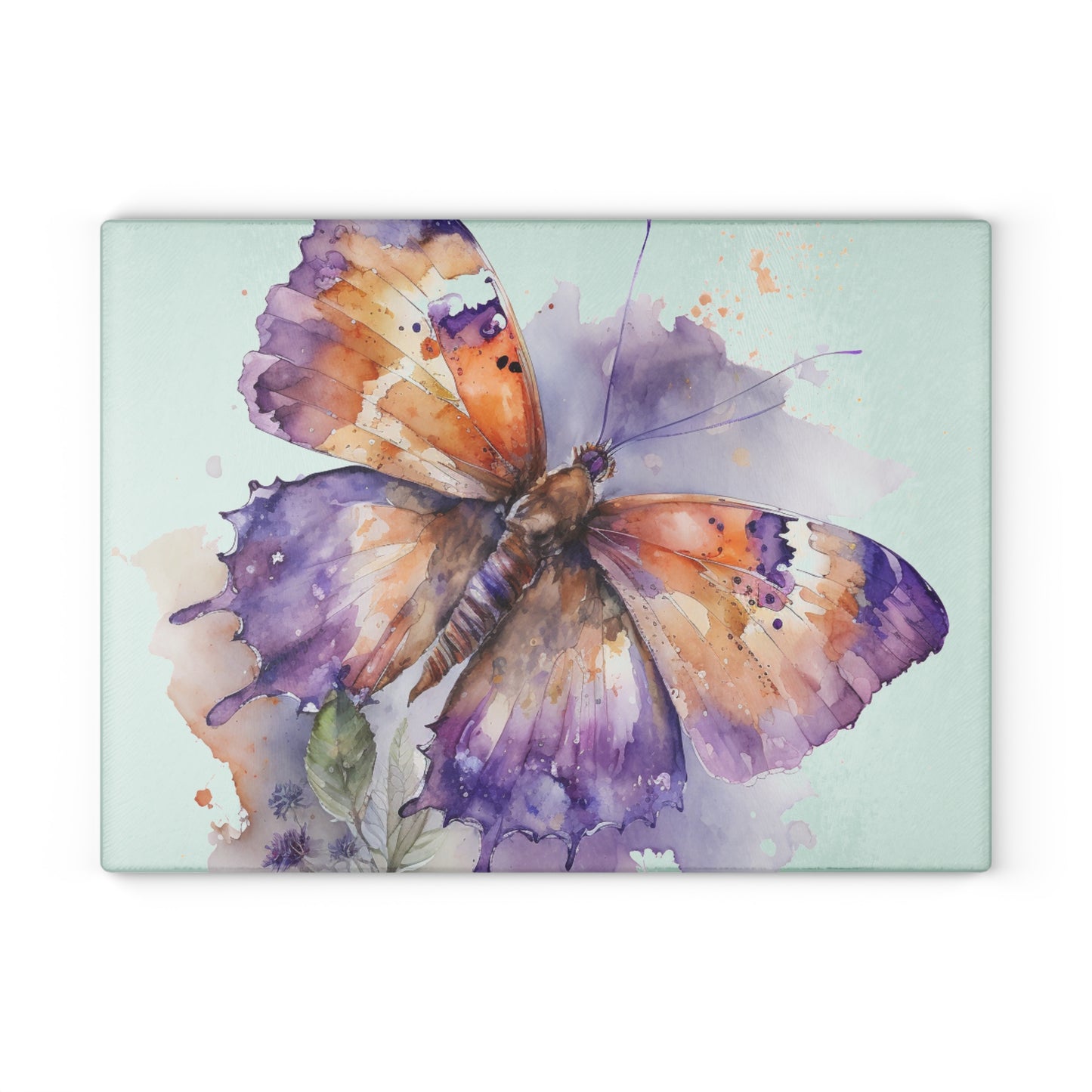 Glass Cutting Board MerlinRose Watercolor Butterfly 1