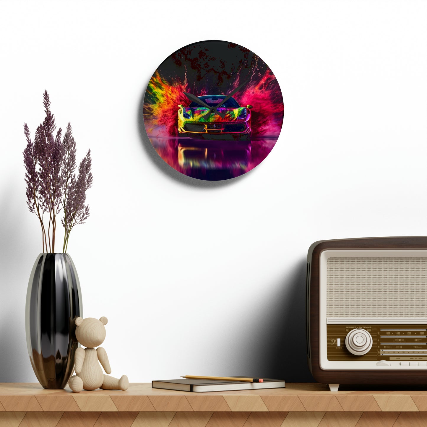 Acrylic Wall Clock Farrari Water 2